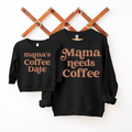 Mama & Coffee Date Sweatshirt: White / Adult Small