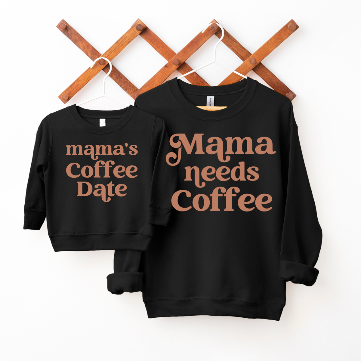 Mama & Coffee Date Sweatshirt: White / Adult Small