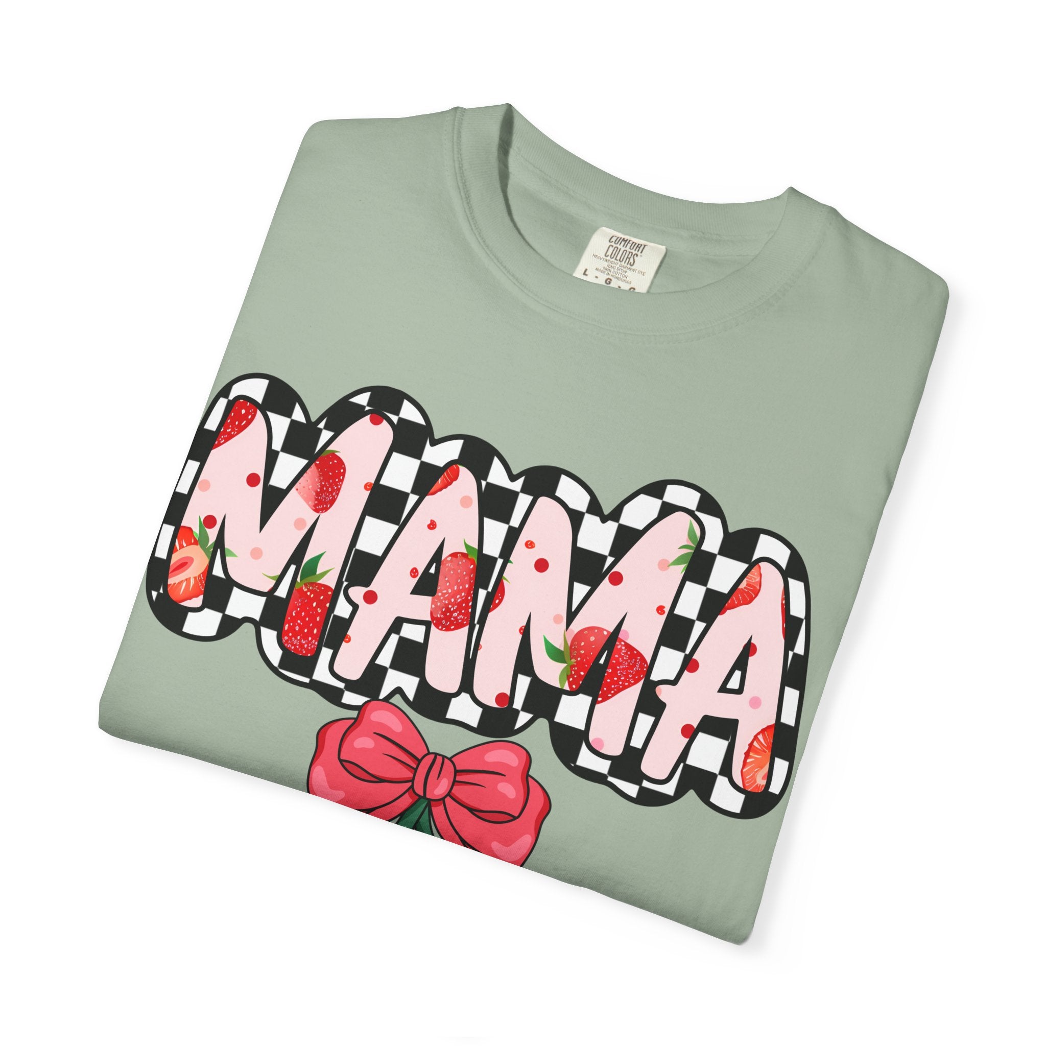 Mama Strawberry T-Shirt — Cute Floral Plaid Mama Tee for Mothers, Mother’s Day Gift