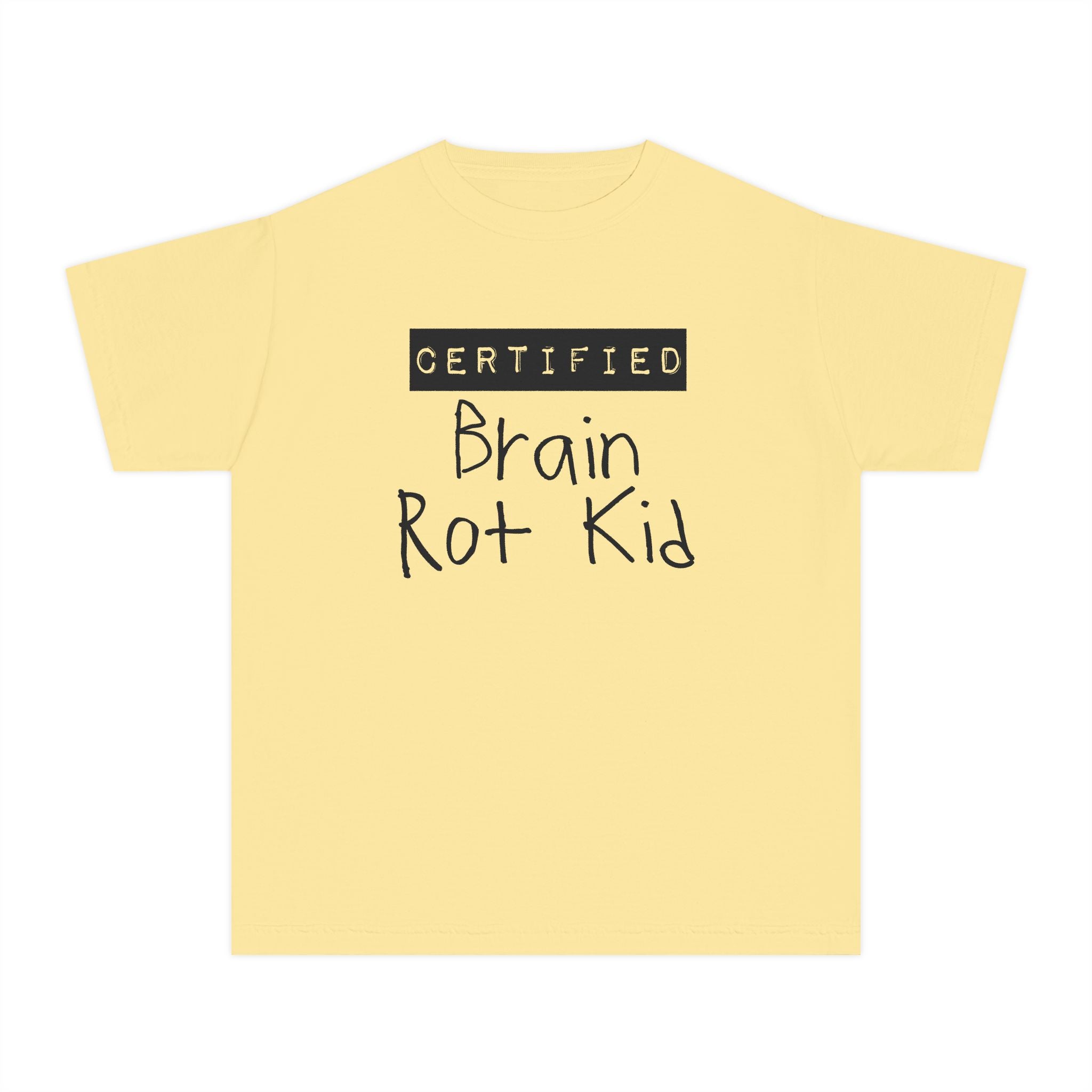Youth T‑Shirt “Certified Brain Rot Kid” Graphic Tee — Funny Retro Handwritten Kids Shirt