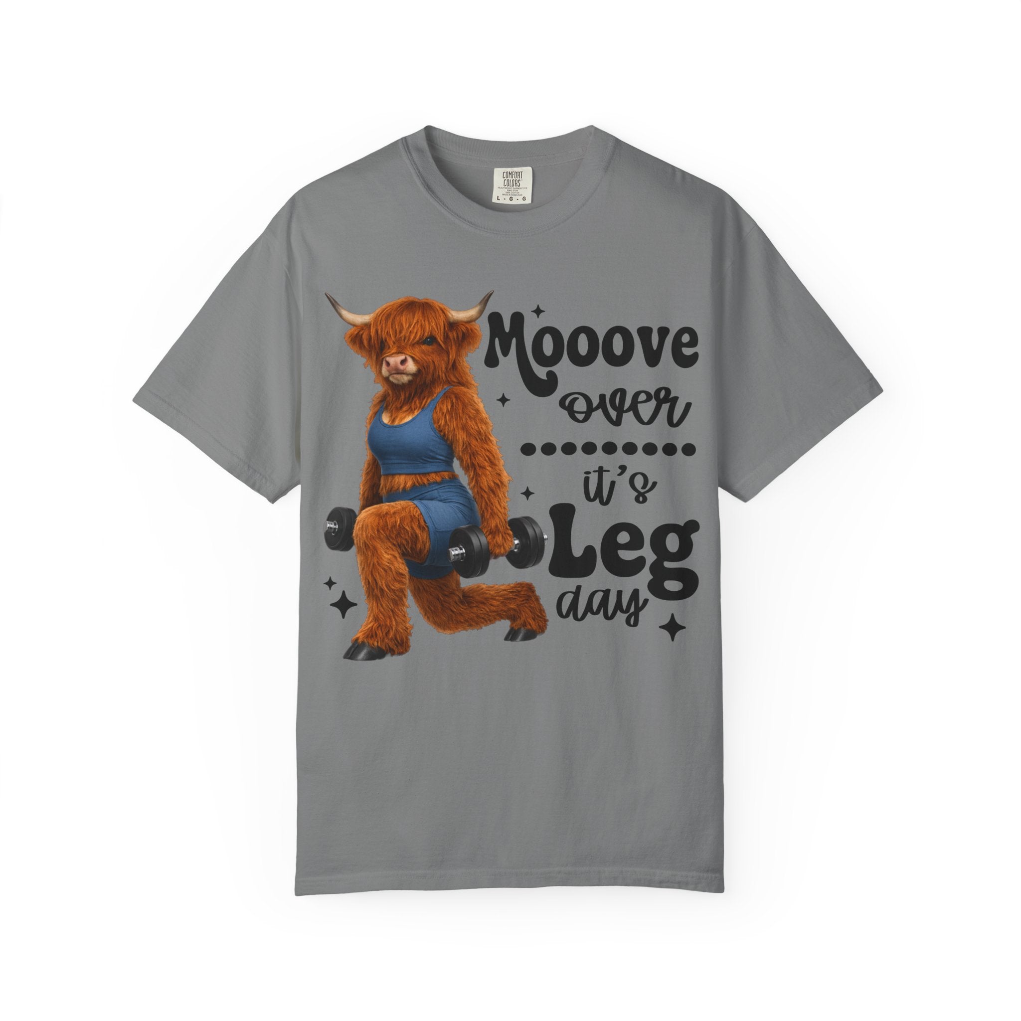 Leg Day Cow Graphic T-Shirt — "Mooove Over It's Leg Day" Funny Gym Tee