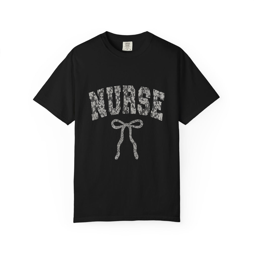 Nurse Ribbon T-Shirt — Subtle Floral 'NURSE' Gift Tee