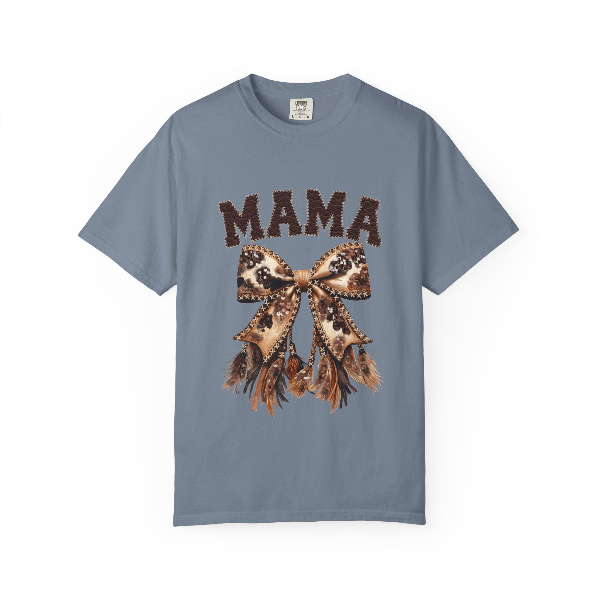 Mama Leopard Bow T‑Shirt – Floral Fringe Mom Tee