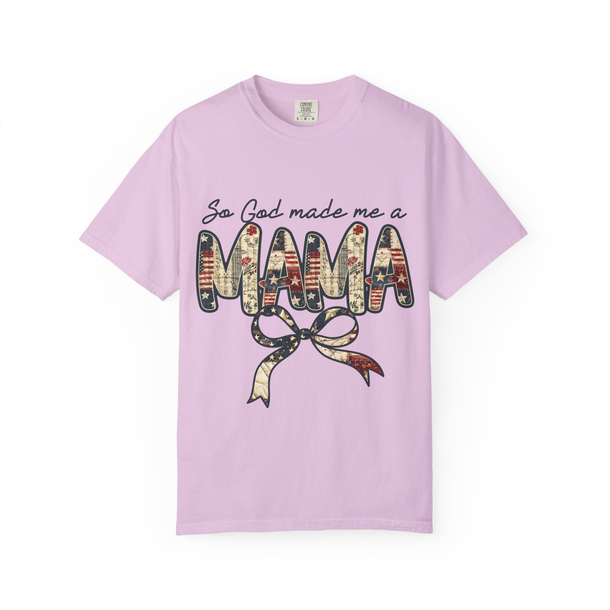 Mama Graphic T-Shirt – “So God Made Me a Mama” Floral Americana Bow Tee