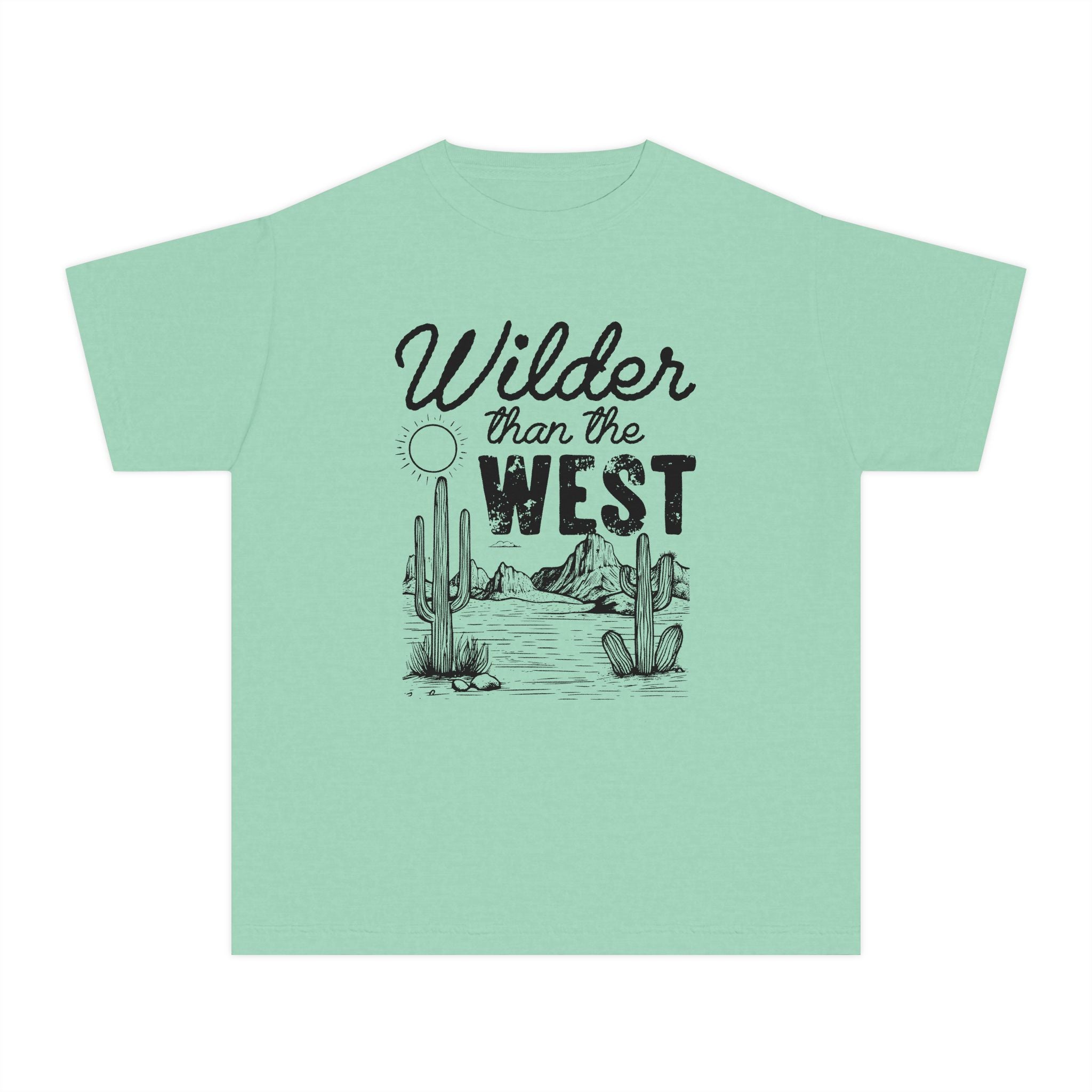 Youth Tee — "Wilder Than The West" Desert Cactus Graphic