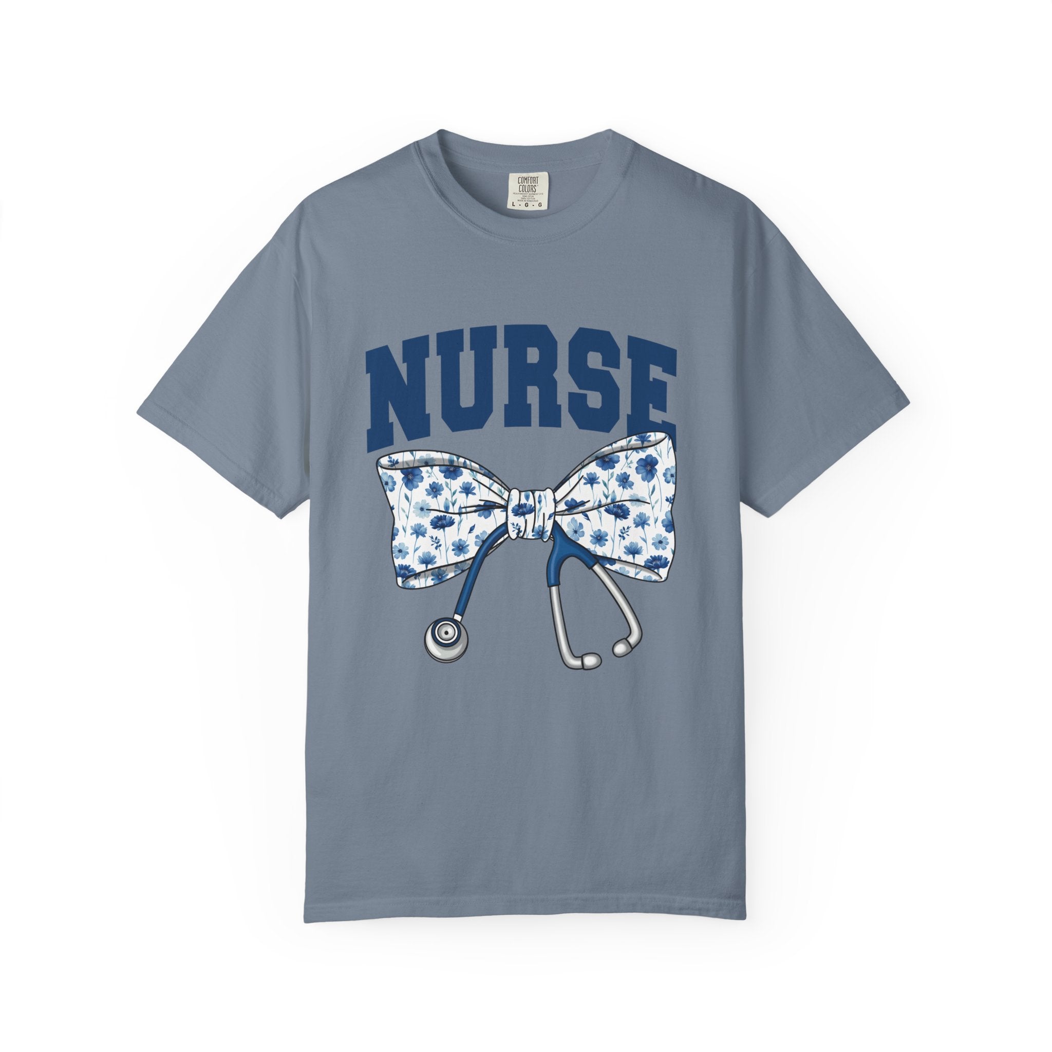 Nurse Bow Tie T‑Shirt – Floral Stethoscope Graphic Tee for Nurses