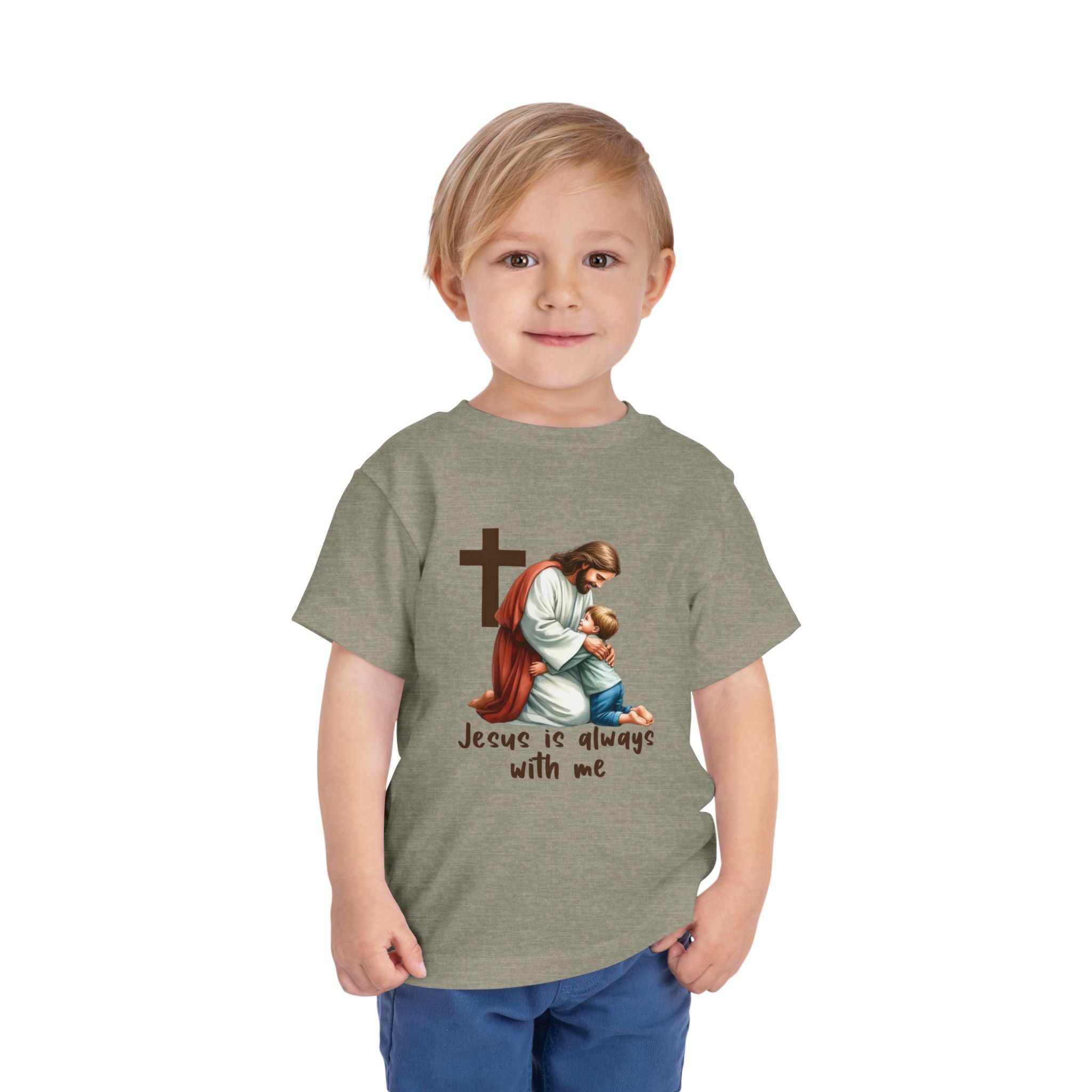 Toddler Tee — "Jesus Is Always With Me" Religious Baby T‑Shirt