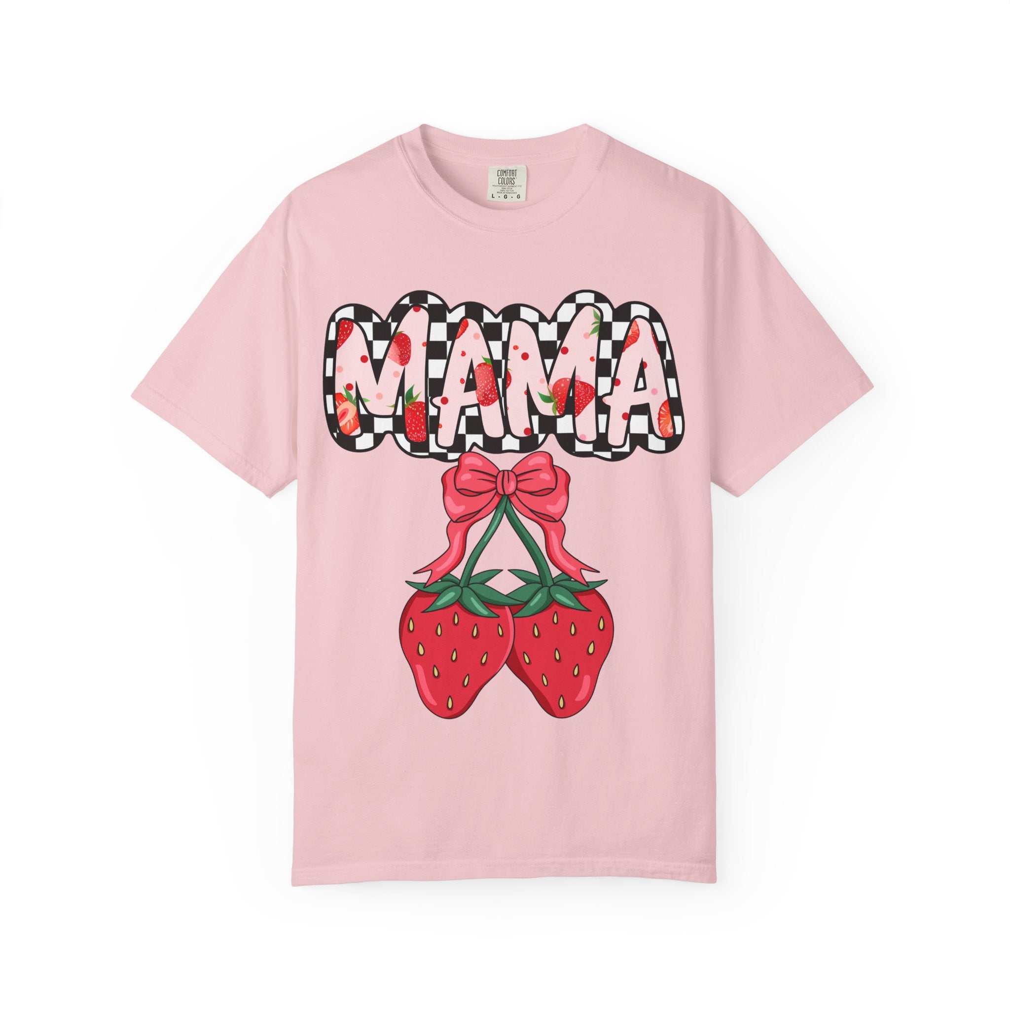 Mama Strawberry T-Shirt — Cute Floral Plaid Mama Tee for Mothers, Mother’s Day Gift