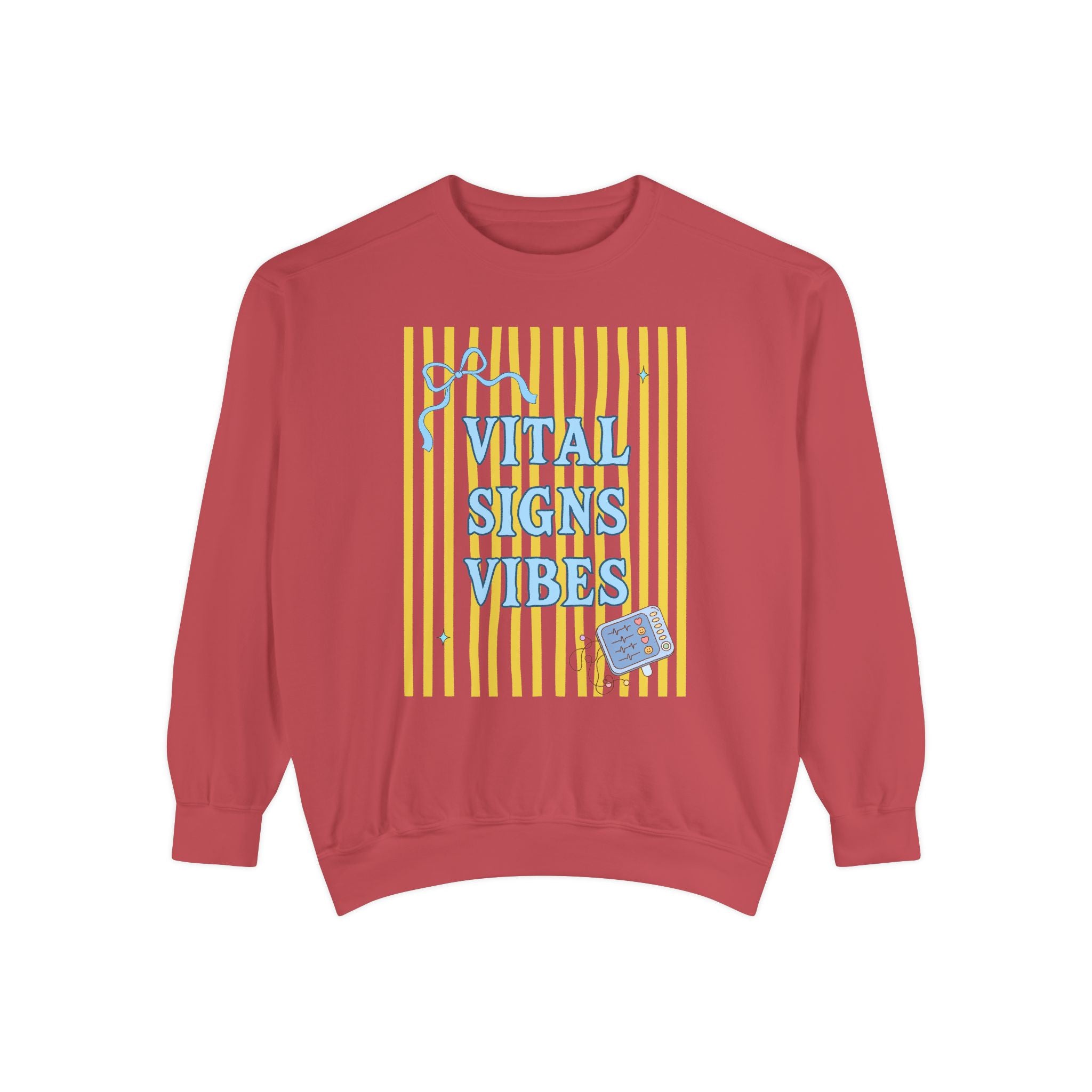 Vital Signs Vibes Sweatshirt — Retro Stripe Graphic Crewneck
