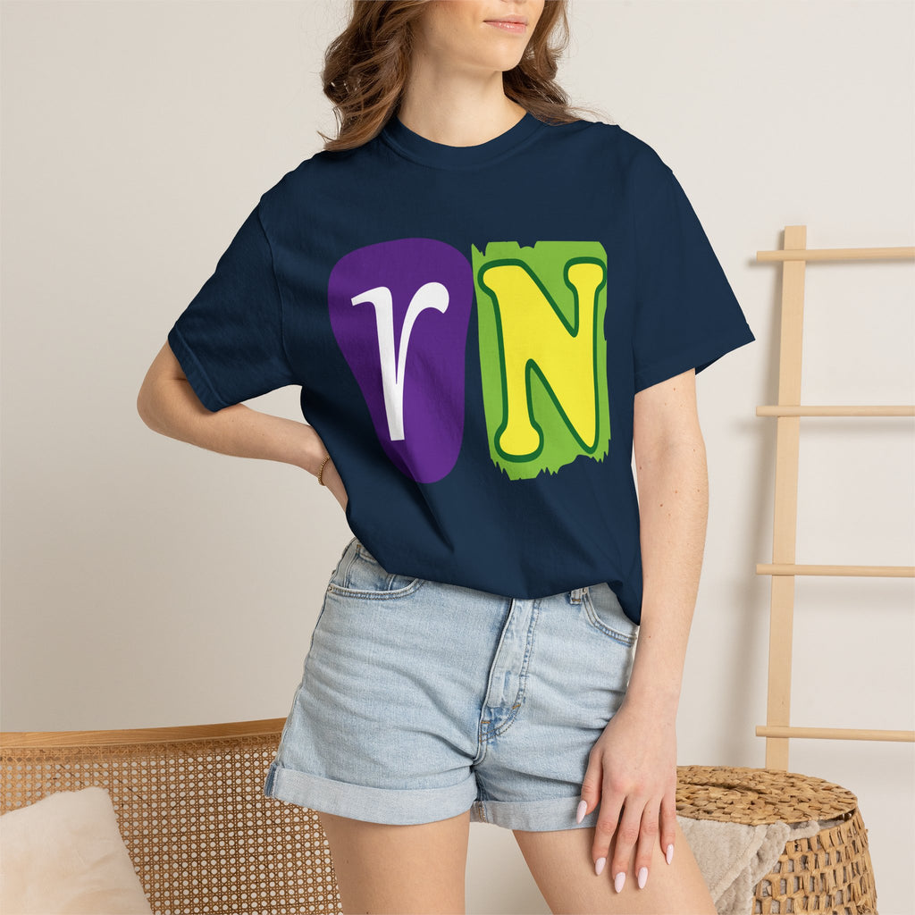 RN Block Letter T-Shirt — Playful Color-Block Initial Tee