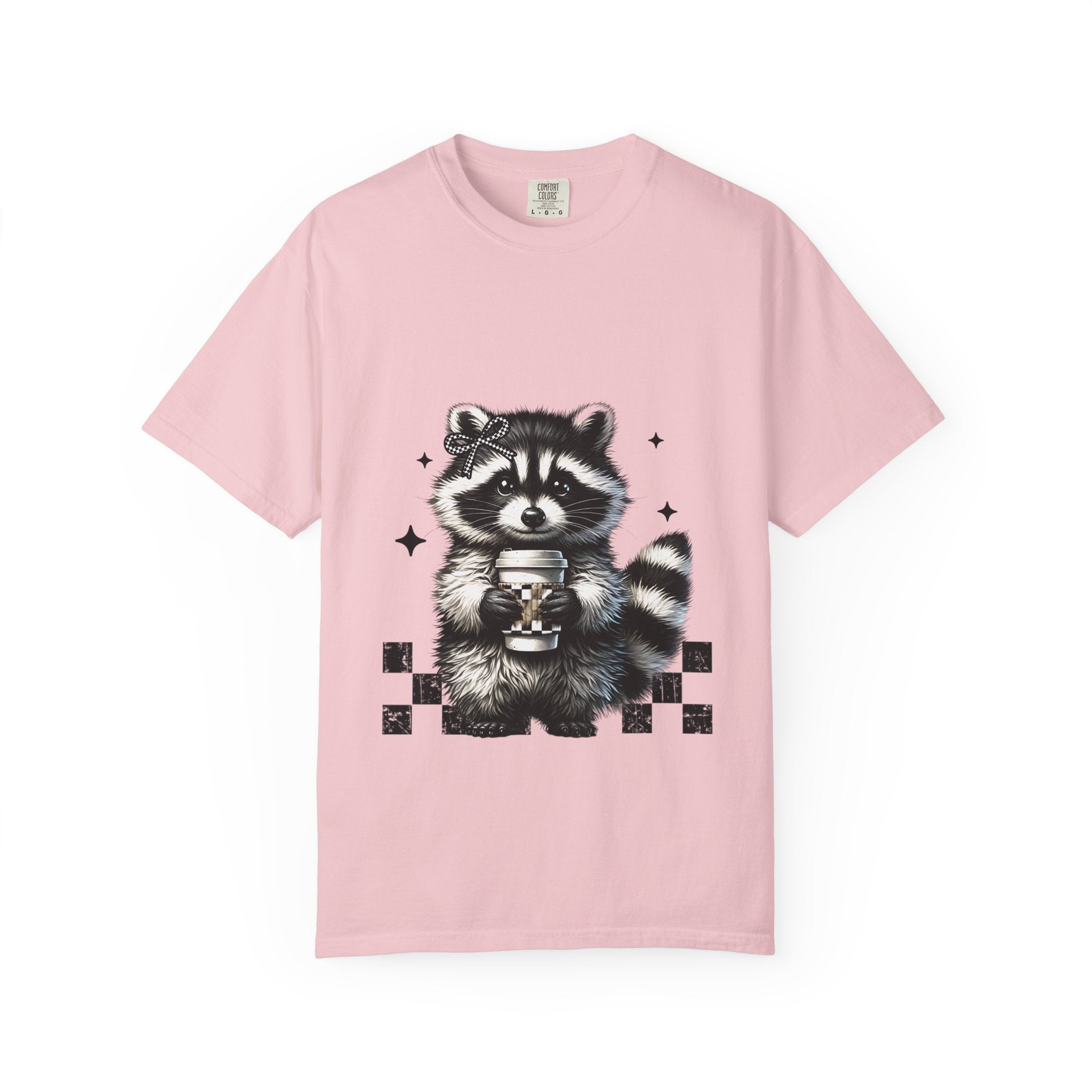 Raccoon Coffee Tee — Cute Holding Mug Graphic T-Shirt