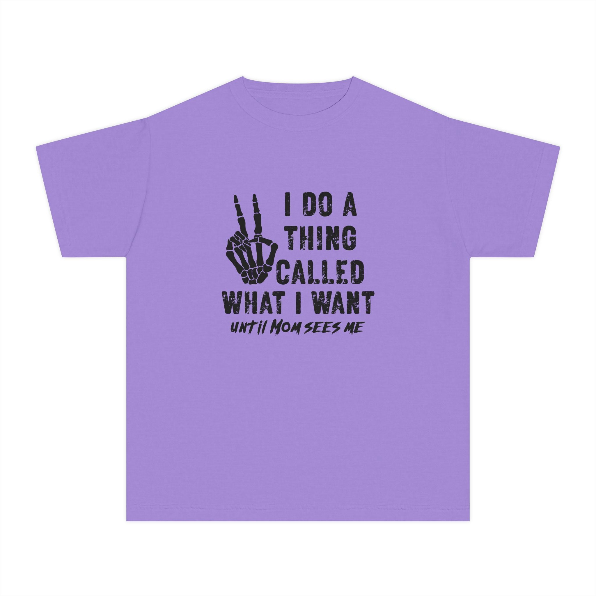 Youth Tee - "I Do A Thing Called What I Want" Skeleton Peace Sign Graphic