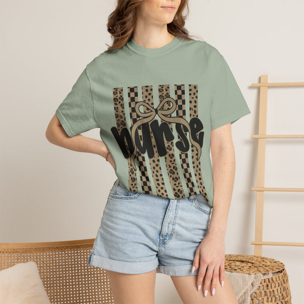 Nurse Leopard Stripes Graphic T-Shirt