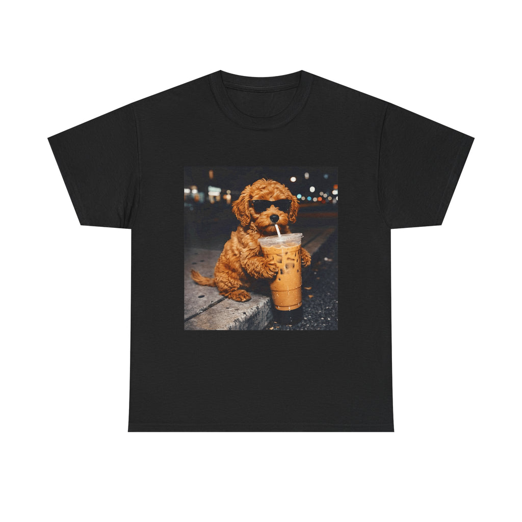 Puppy Drinking Iced Coffee T-Shirt