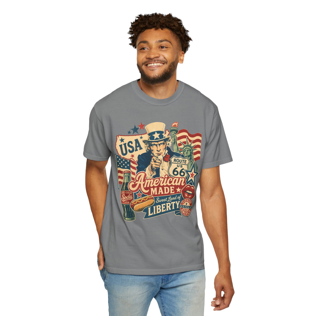 American Made Liberty T-Shirt — Vintage Uncle Sam Route 66 USA Graphic