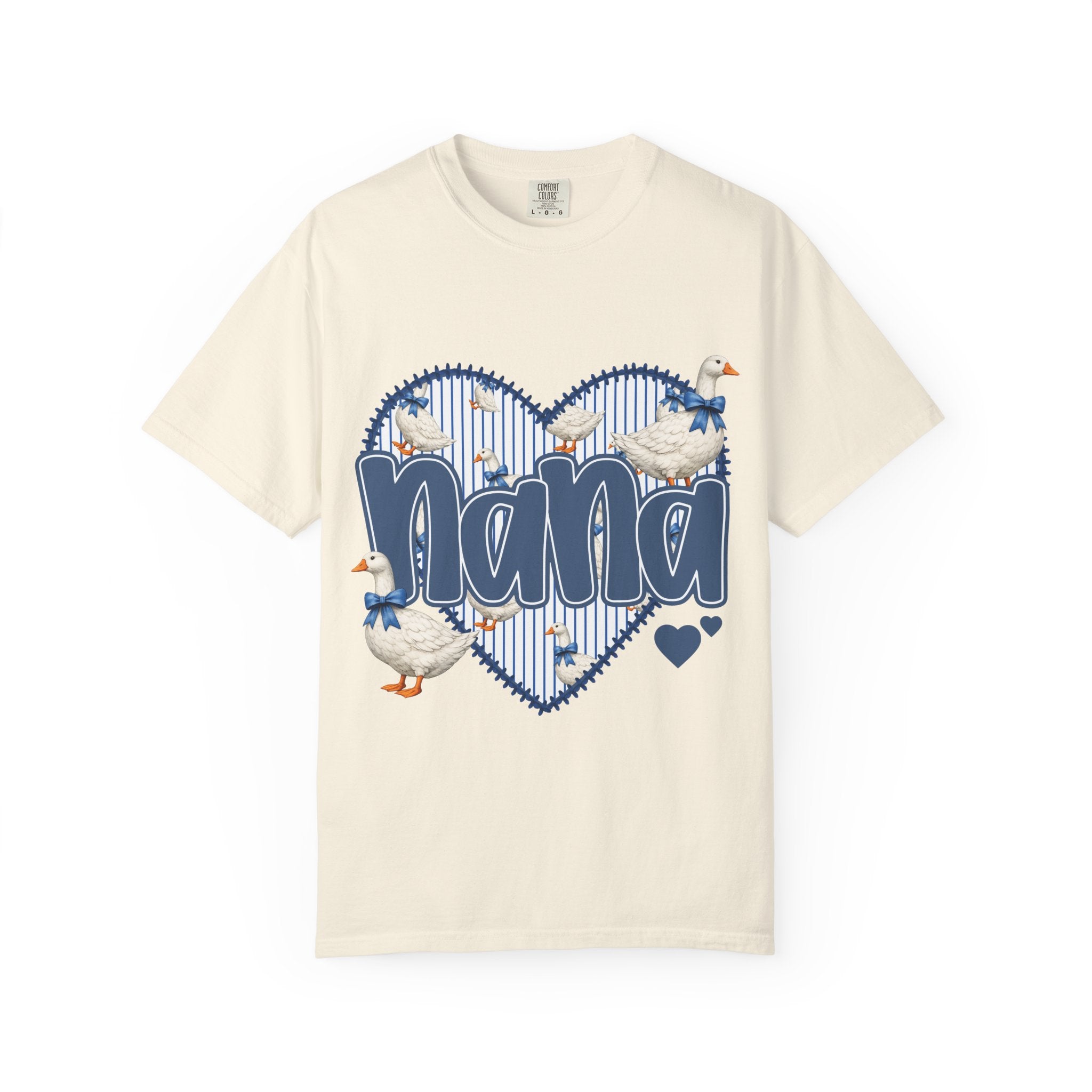 Nana Goose Heart T-Shirt — Cute Grandma Gift, ‘Nana’ Script with Geese