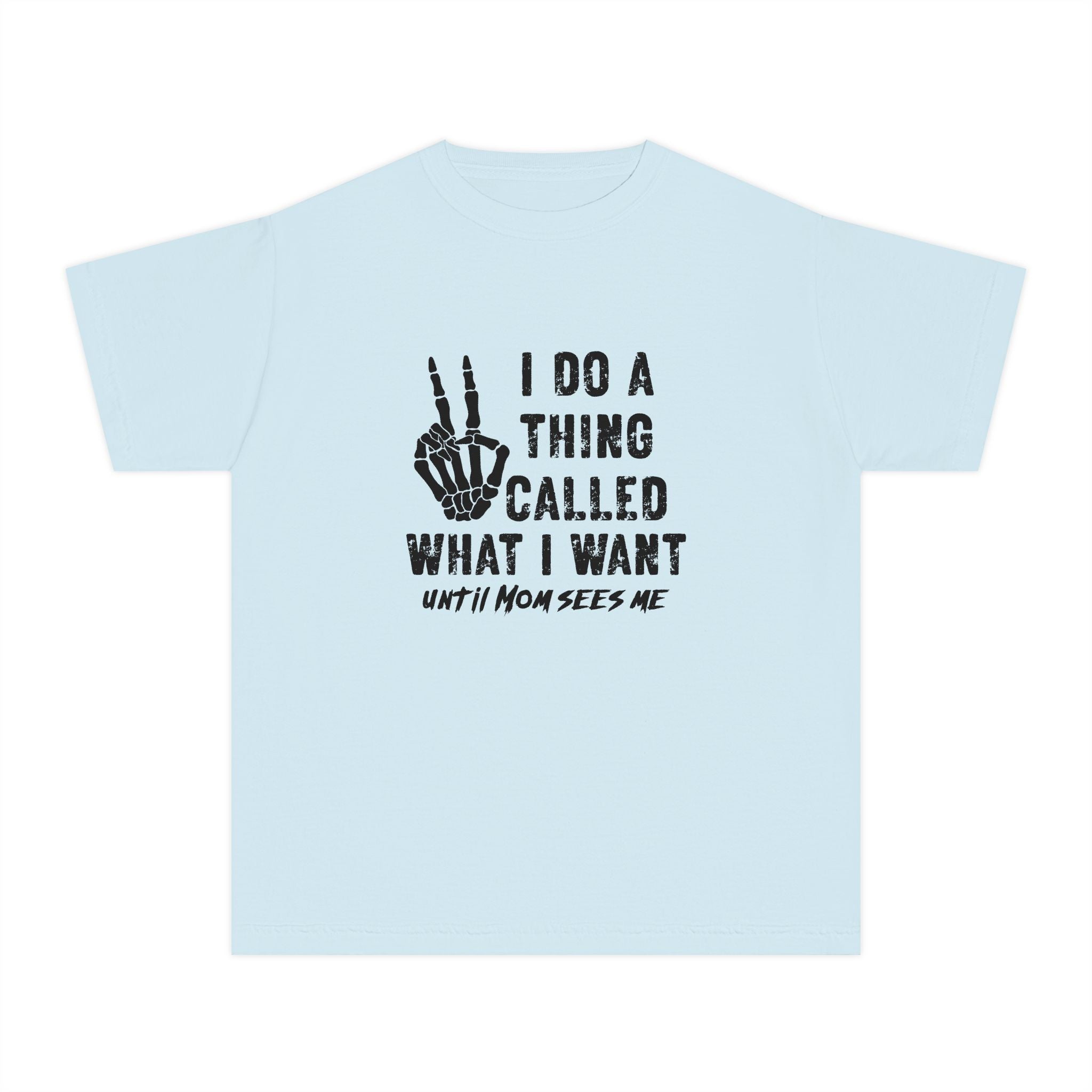 Youth Tee - "I Do A Thing Called What I Want" Skeleton Peace Sign Graphic
