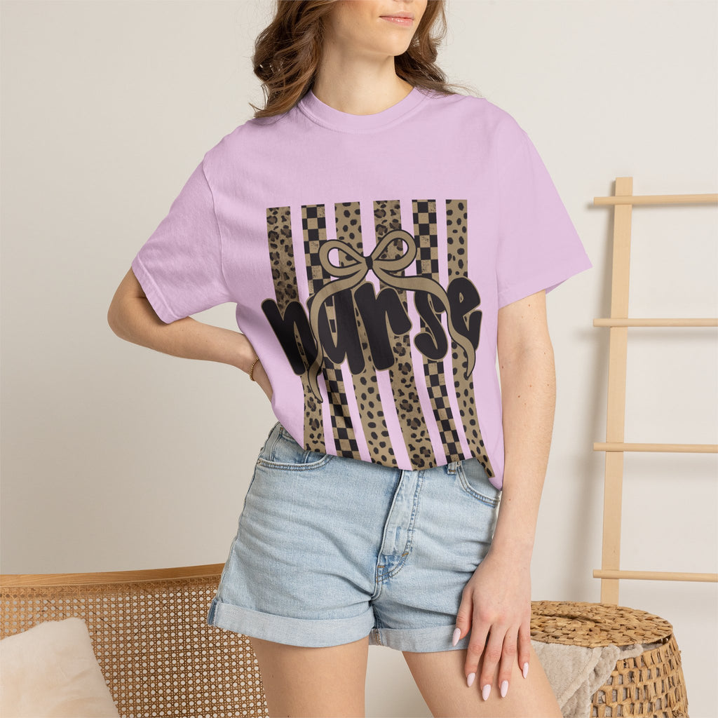 Nurse Leopard Stripes Graphic T-Shirt
