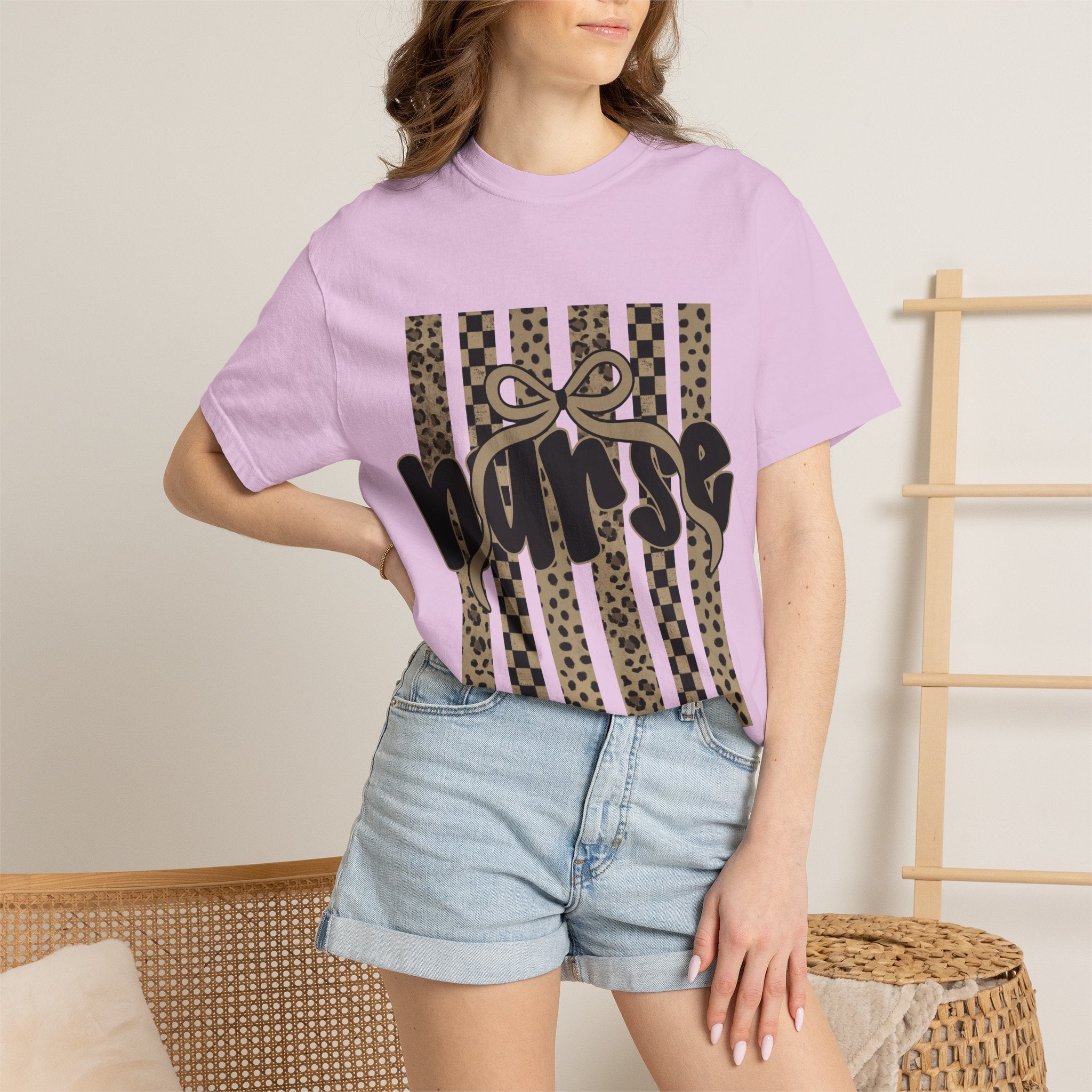 Nurse Leopard Stripes Graphic T-Shirt