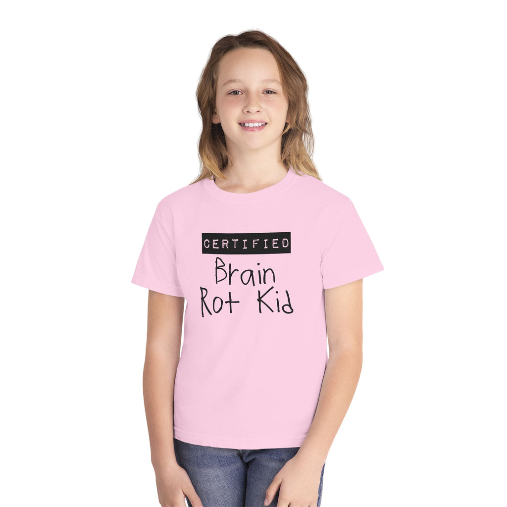 Youth T‑Shirt “Certified Brain Rot Kid” Graphic Tee — Funny Retro Handwritten Kids Shirt