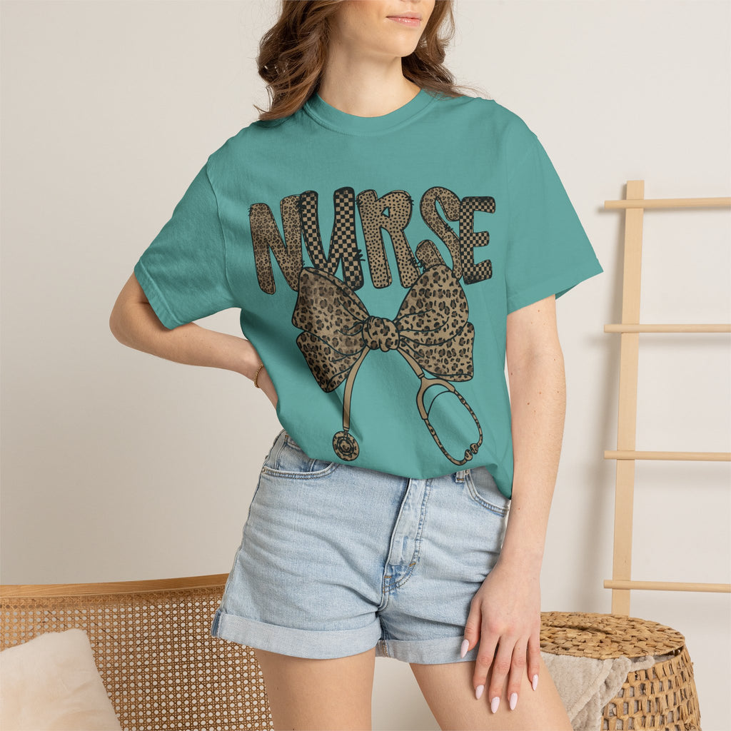 Nurse Leopard Print Stethoscope T-Shirt