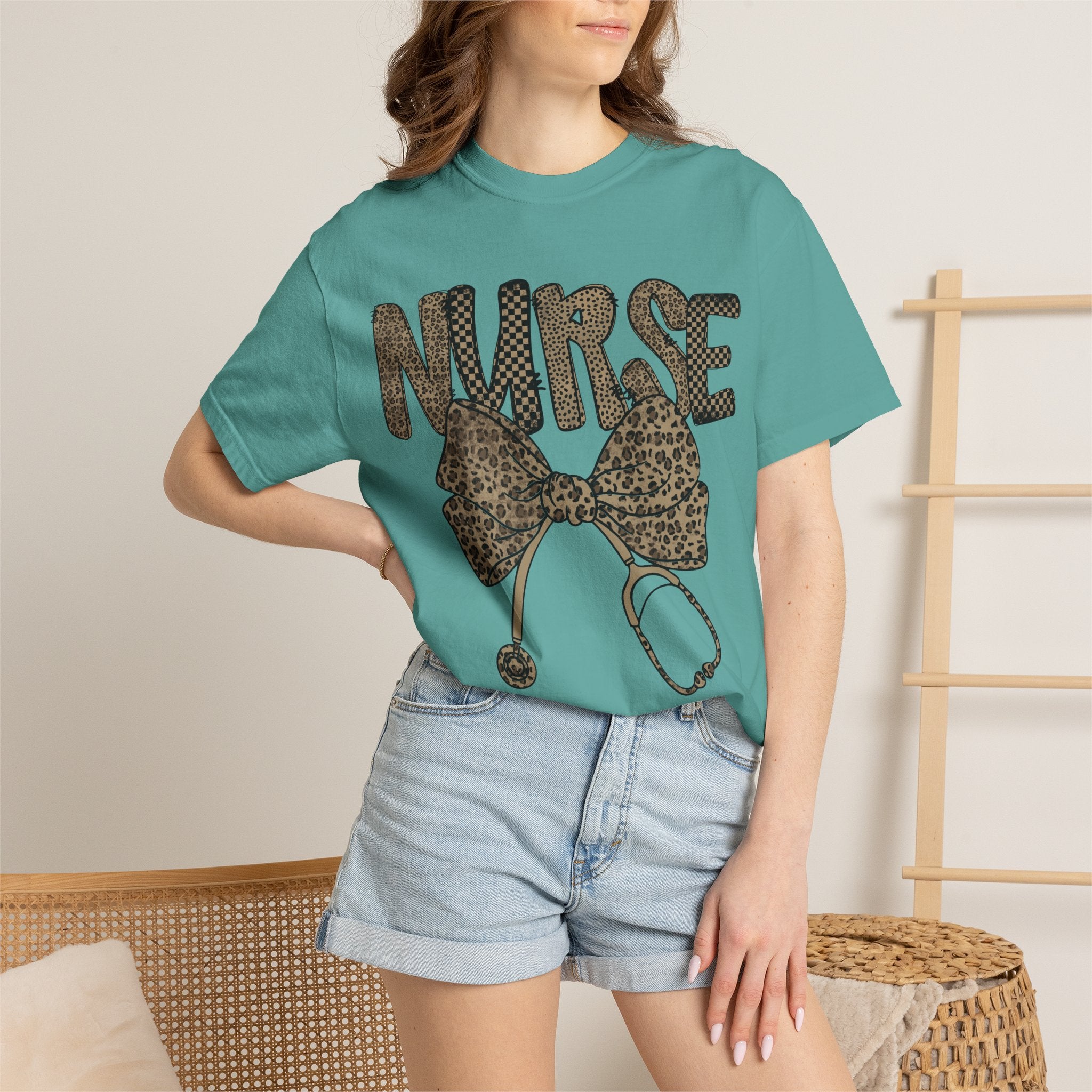 Nurse Leopard Print Stethoscope T-Shirt