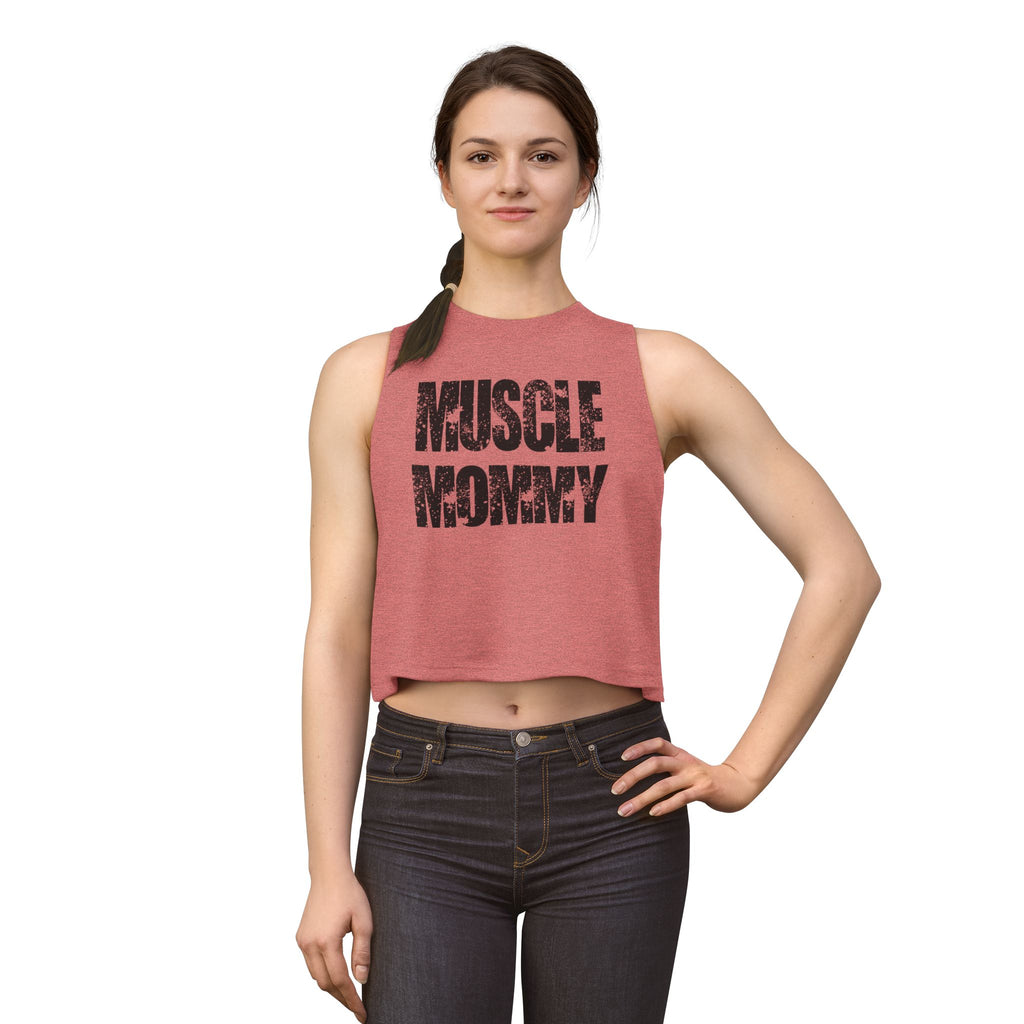 Muscle Mommy Crop Top — Distressed Fitness Mom Gym Tank