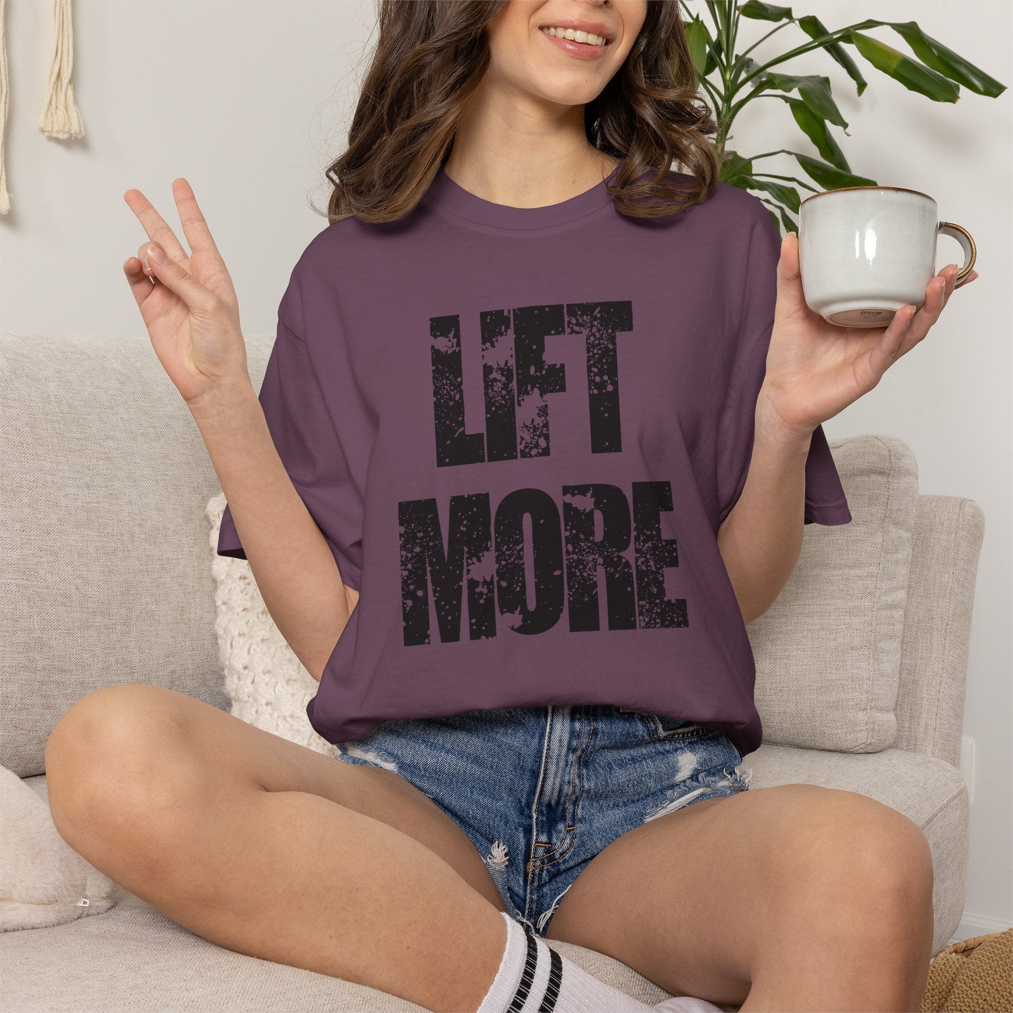 Lift More T-Shirt — Distressed Fitness Workout Tee for Weightlifters