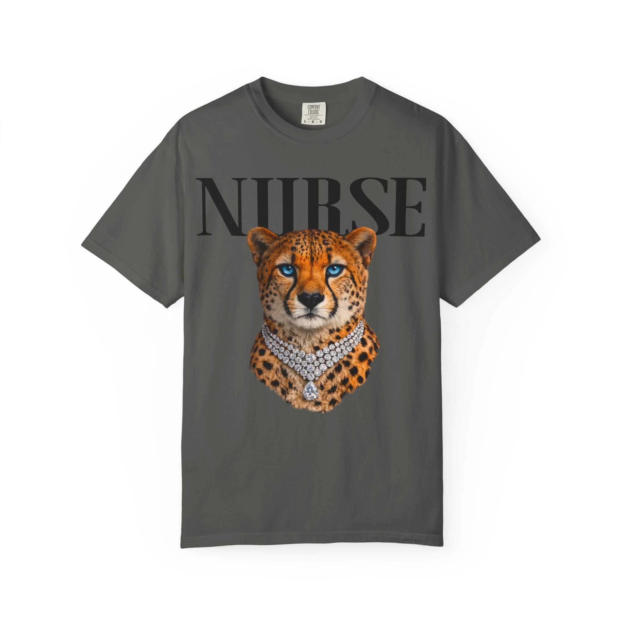 Nurse Cheetah Graphic T-Shirt — Stylish Medical Professional Tee
