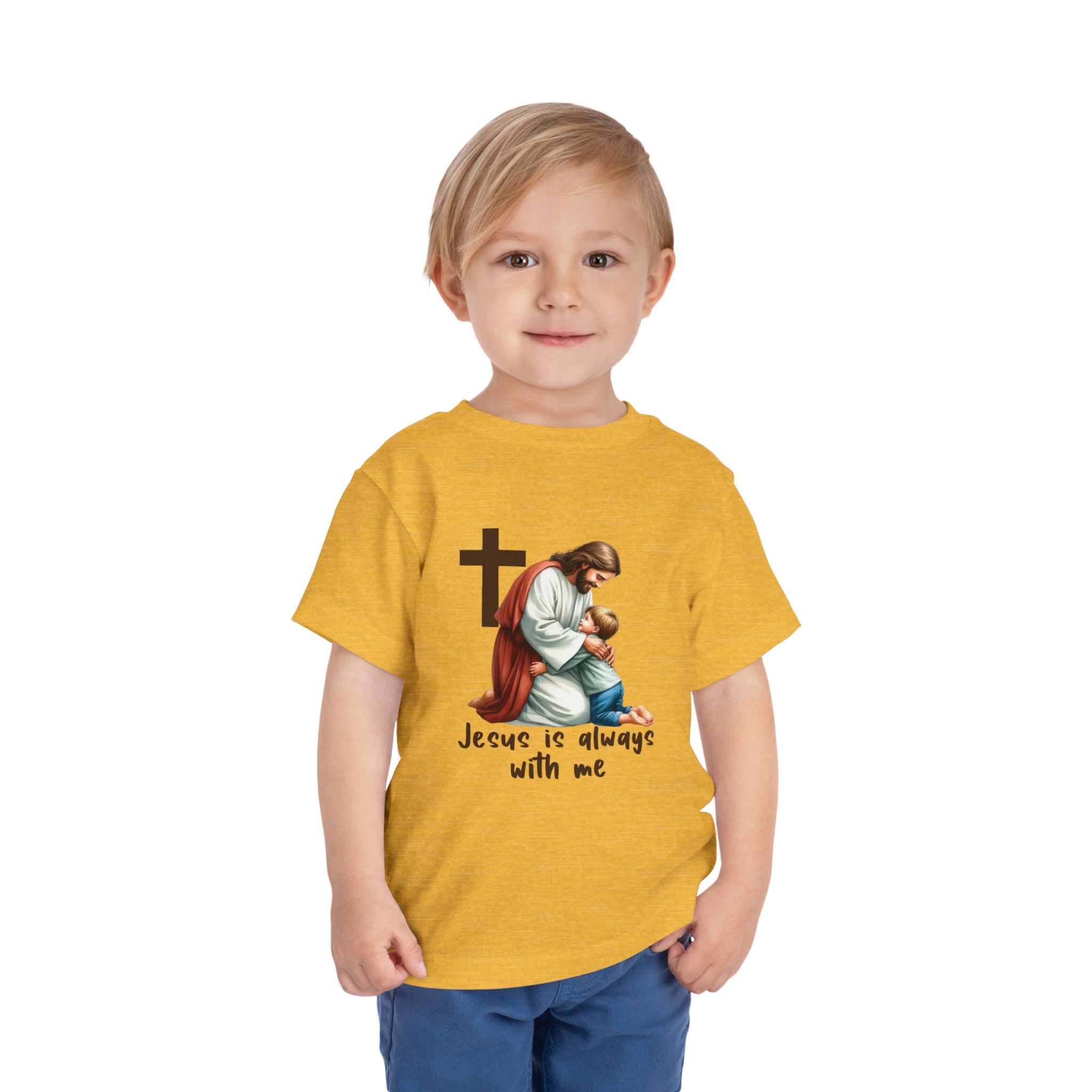 Toddler Tee — "Jesus Is Always With Me" Religious Baby T‑Shirt