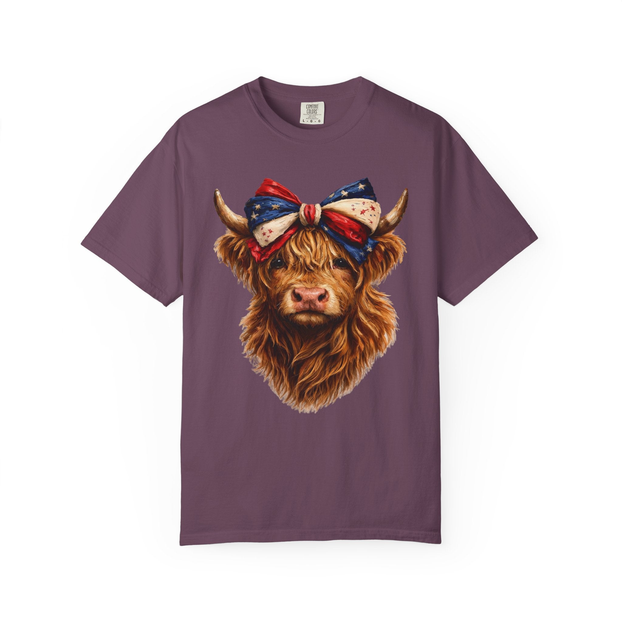Highland Cow Tee — Patriotic Bandana Cow Graphic T-Shirt