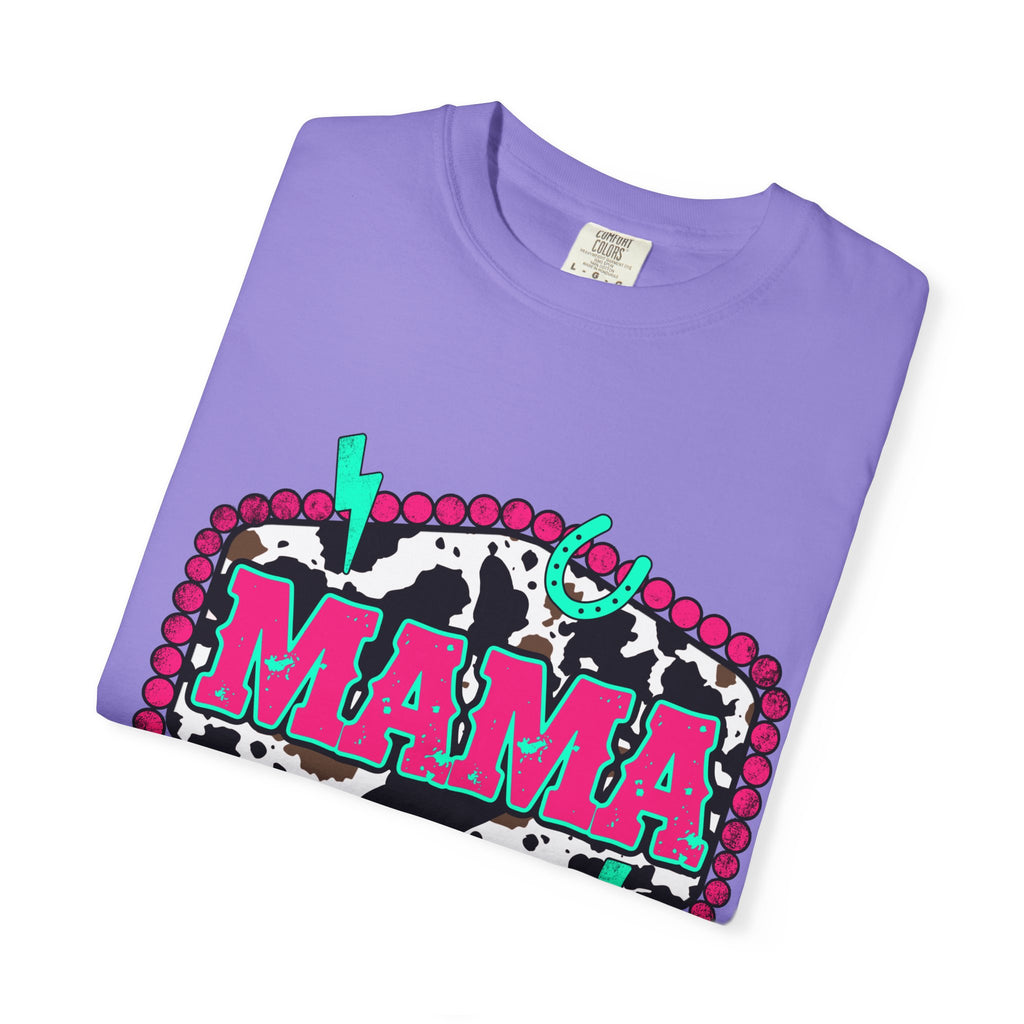 Mama Graphic T-Shirt — Retro Cowprint Neon Design