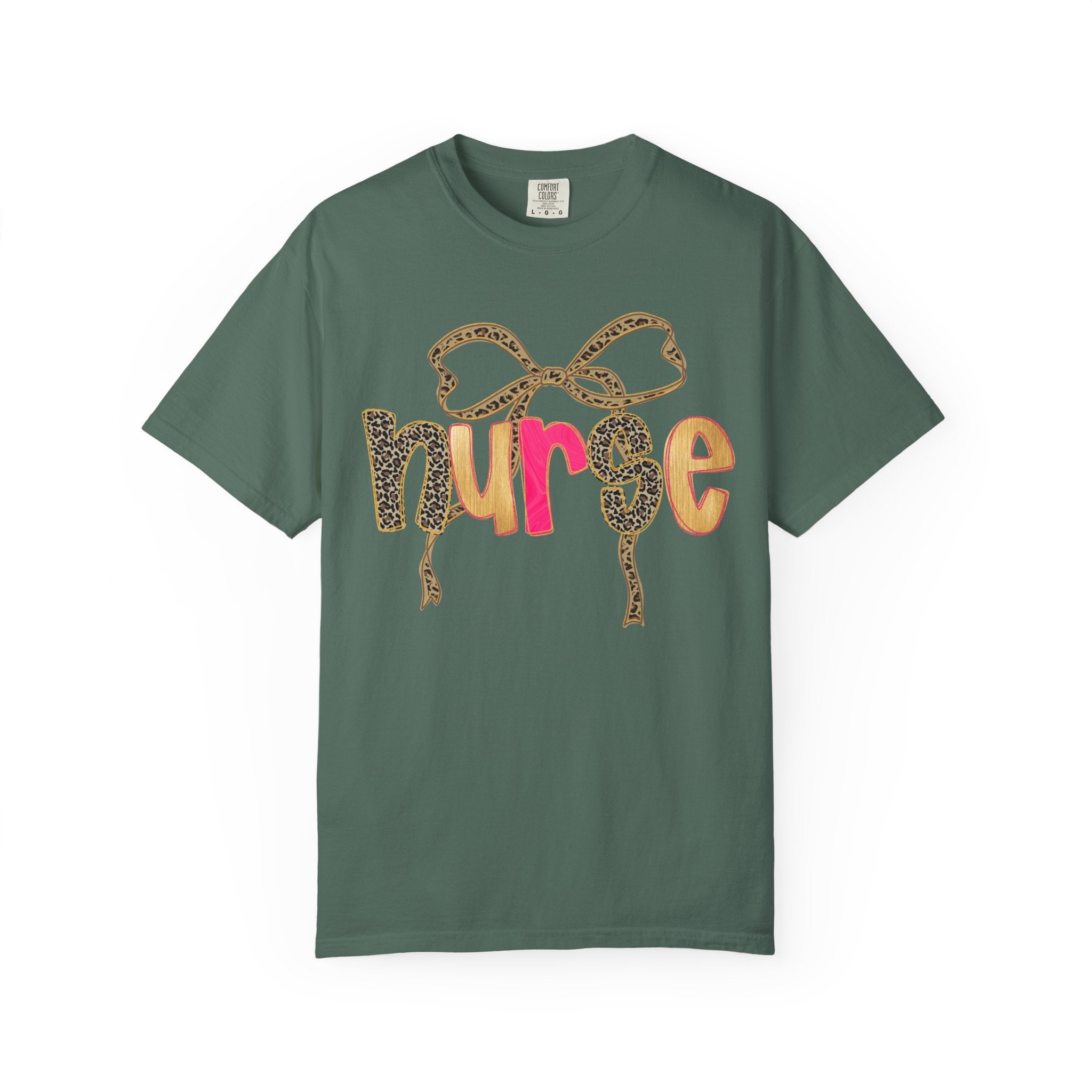 Nurse Leopard Bow T-Shirt — Cute Colorful Nurse Tee