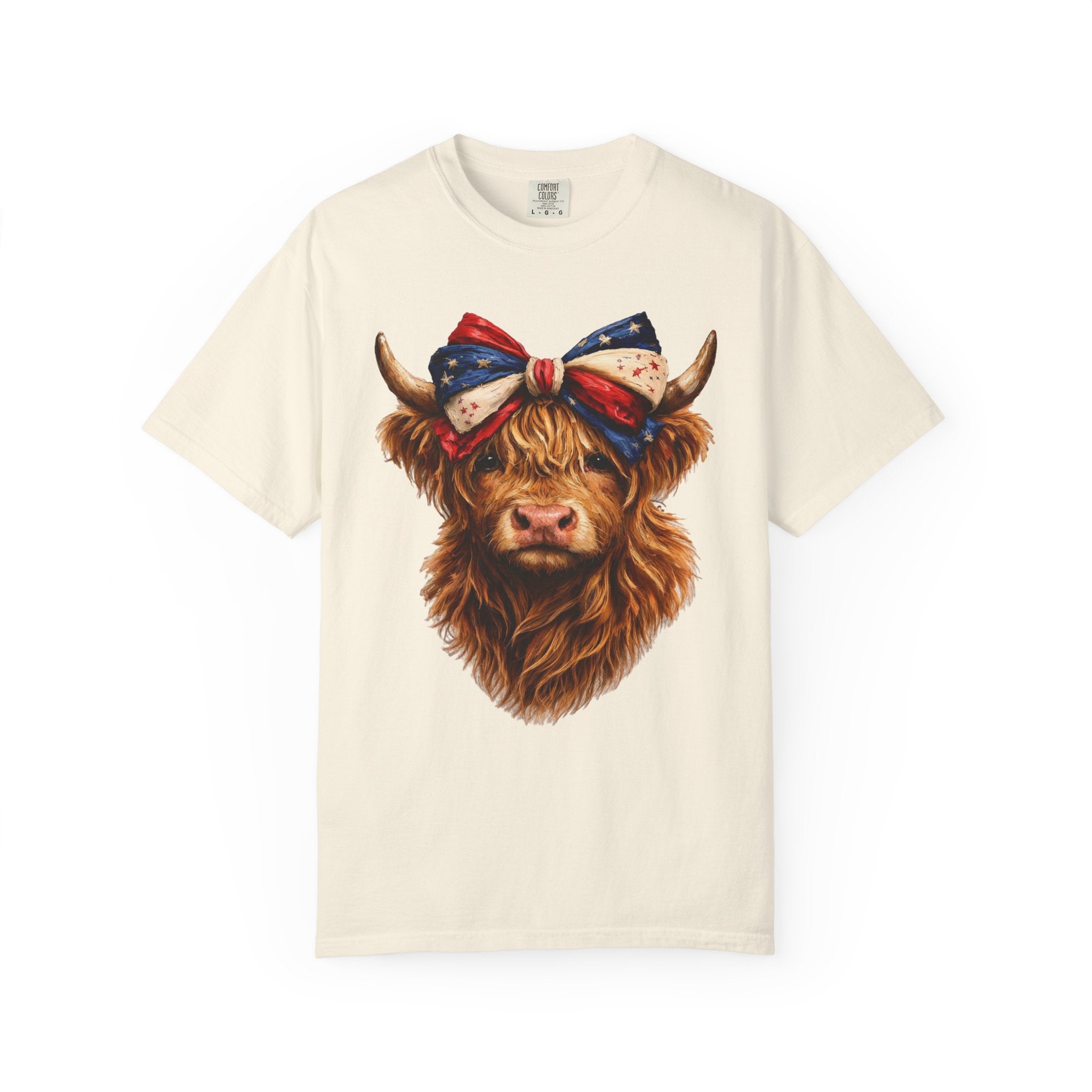 Highland Cow Tee — Patriotic Bandana Cow Graphic T-Shirt