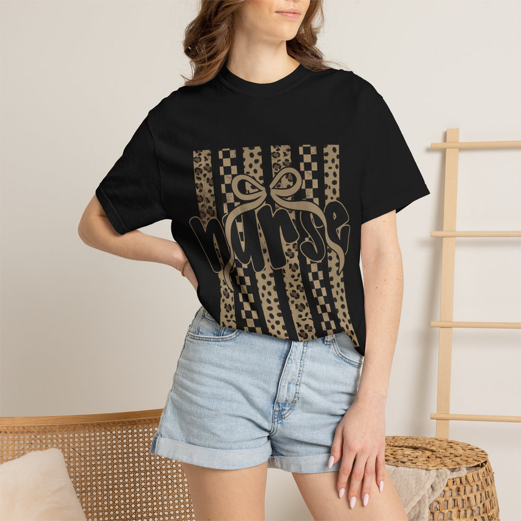 Nurse Leopard Stripes Graphic T-Shirt