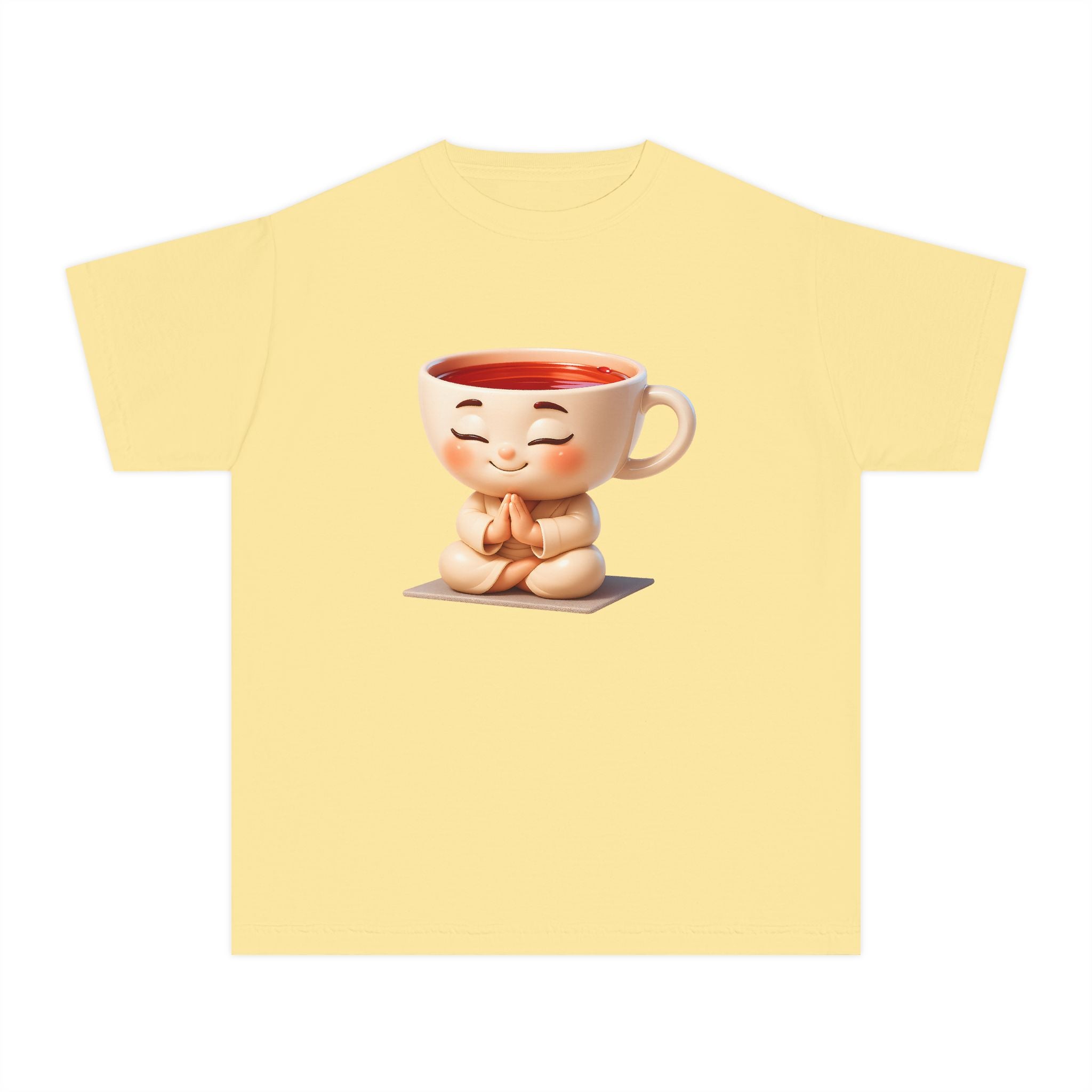 Youth Tee — Cute Meditating Teacup Cartoon Shirt for Kids