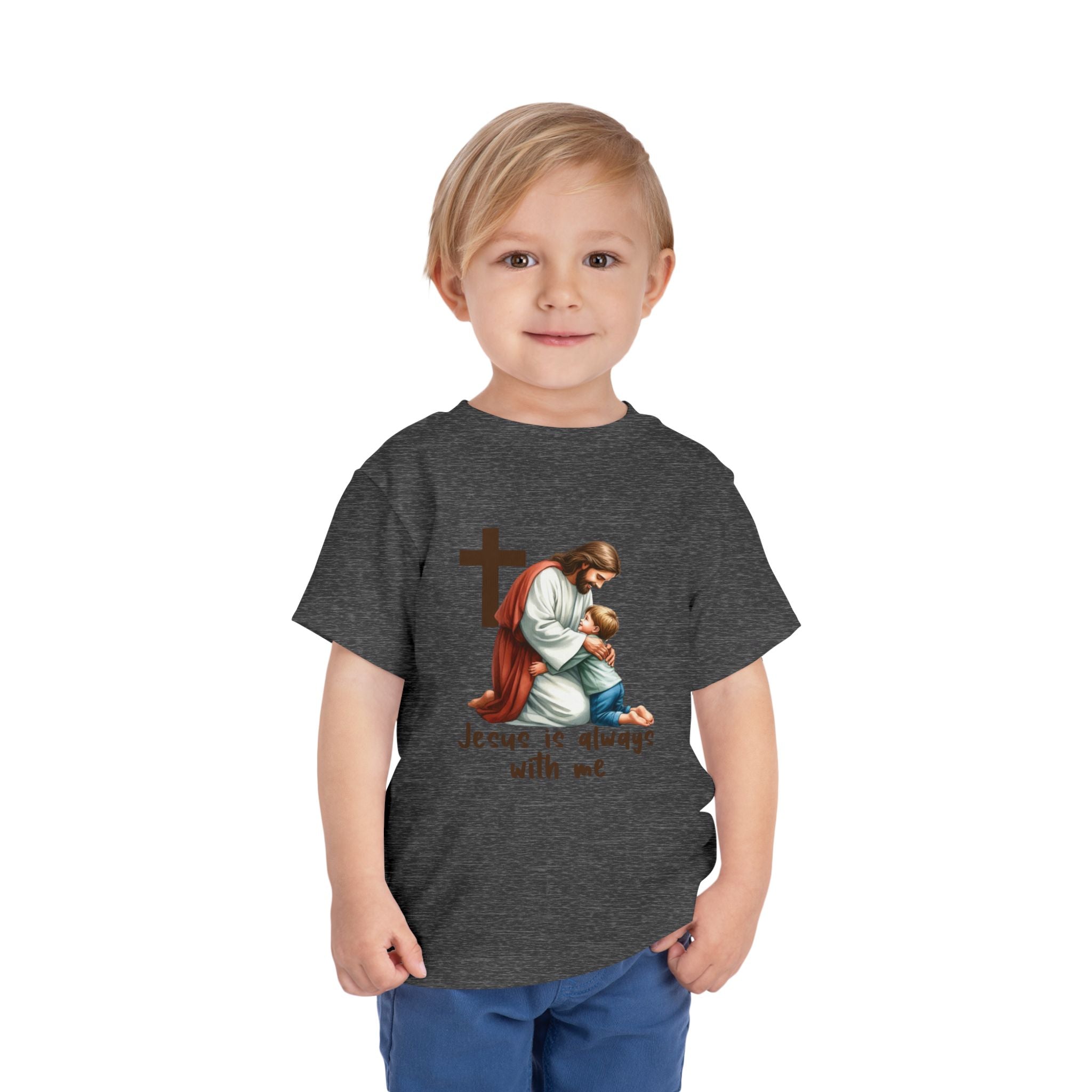 Toddler Tee — "Jesus Is Always With Me" Religious Baby T‑Shirt
