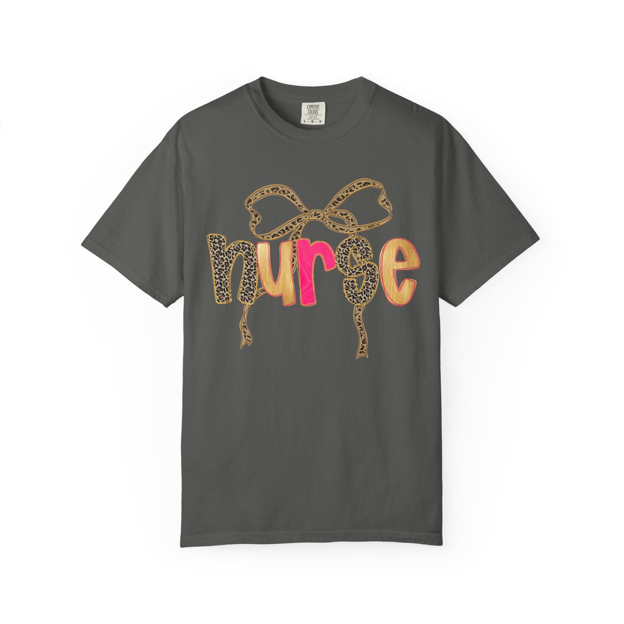 Nurse Leopard Bow T-Shirt — Cute Colorful Nurse Tee