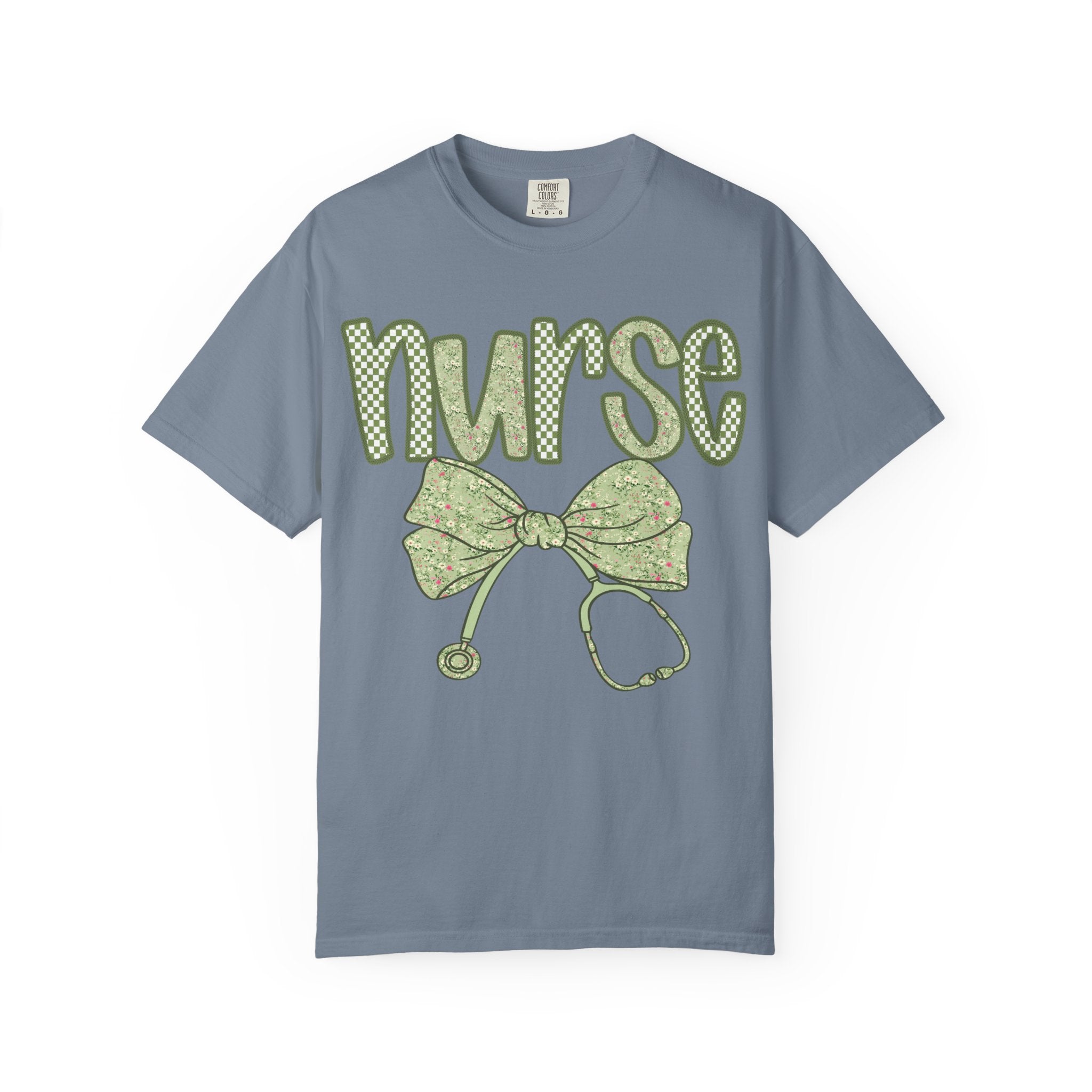 Nurse Bow Stethoscope T-Shirt — Cute Green Nurse Graphic Tee