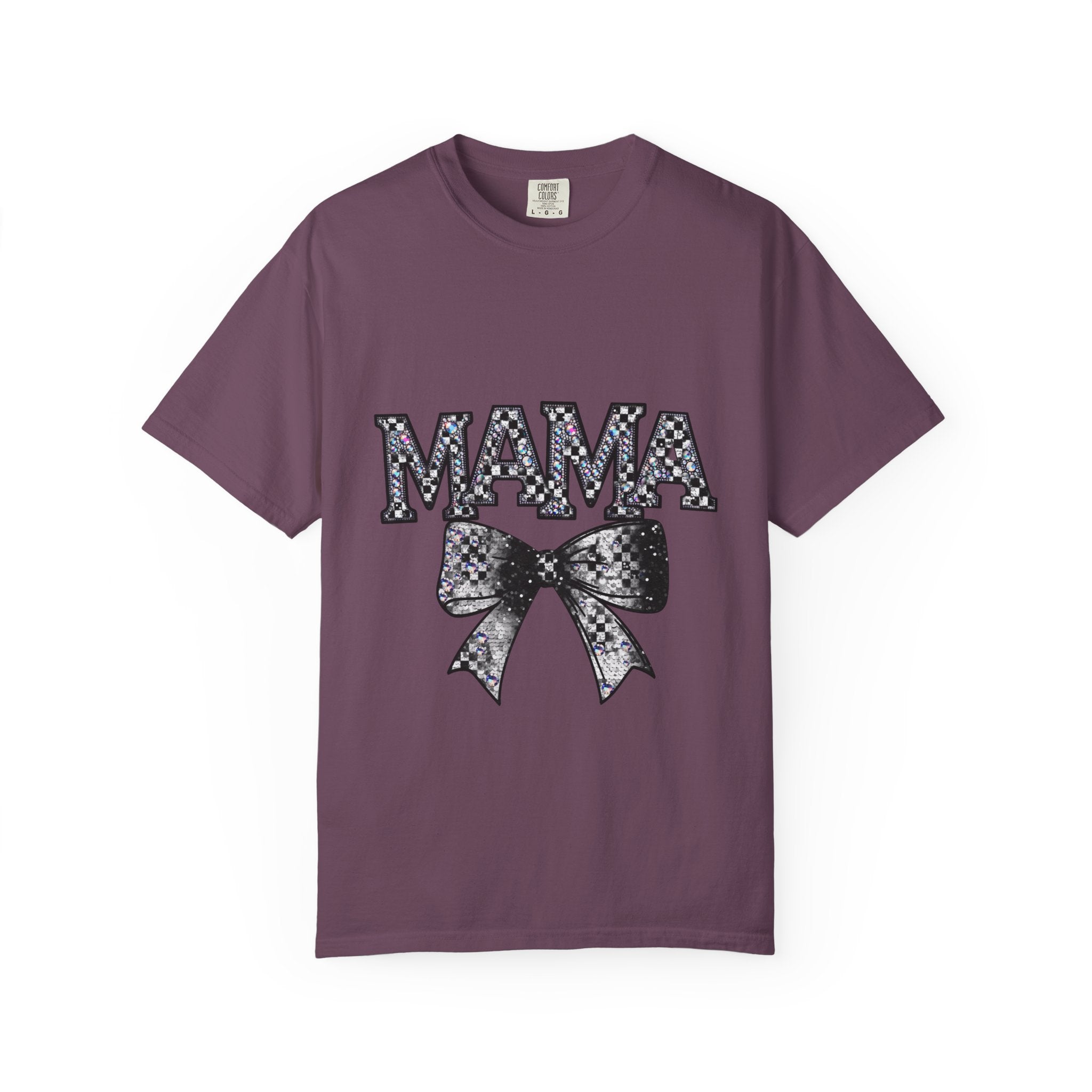 Mama Bow T-Shirt — Glitter Leopard Print "MAMA" Graphic Tee