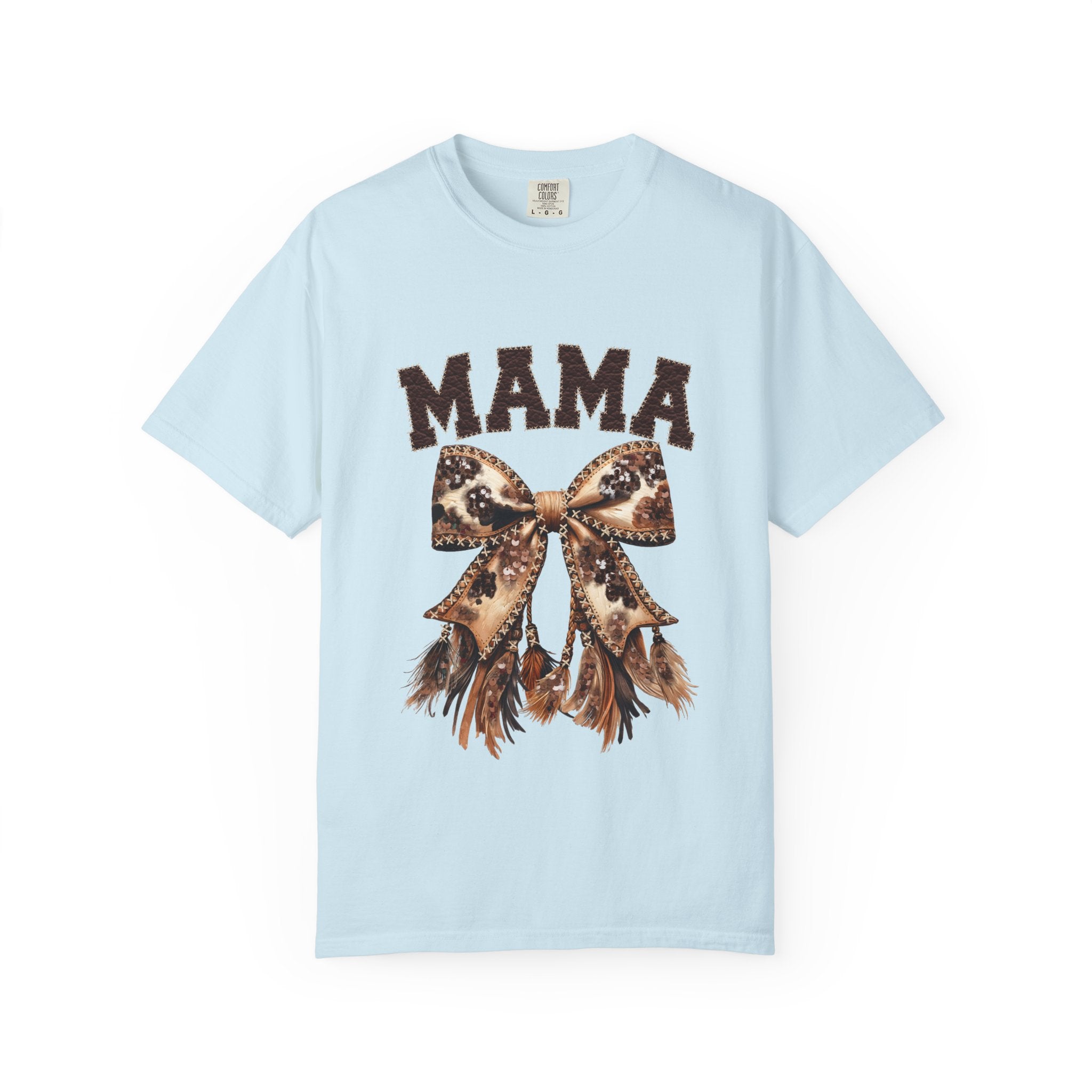 Mama Leopard Bow T‑Shirt – Floral Fringe Mom Tee