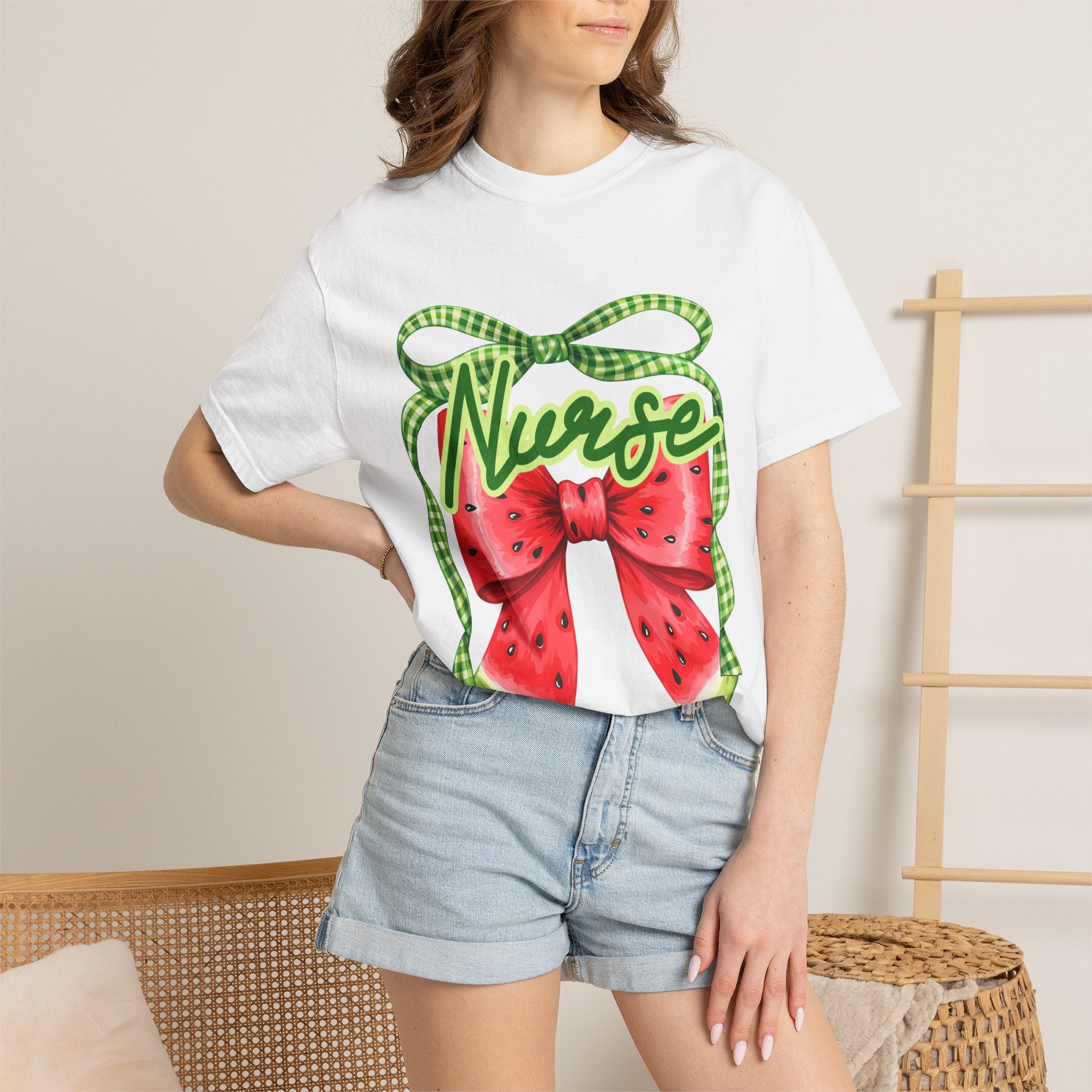 Nurse Watermelon Bow T-Shirt — Cute Summer Nurse Gift