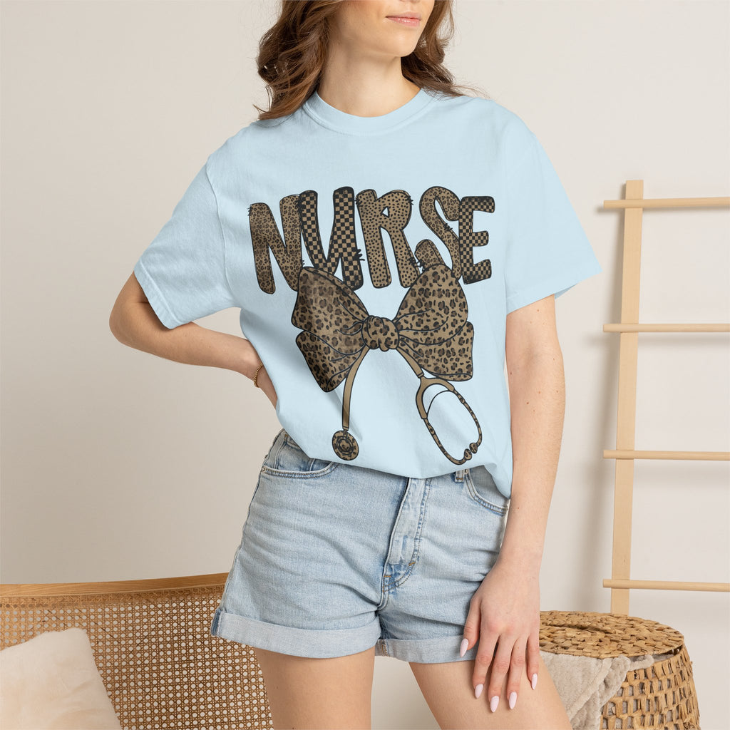 Nurse Leopard Print Stethoscope T-Shirt