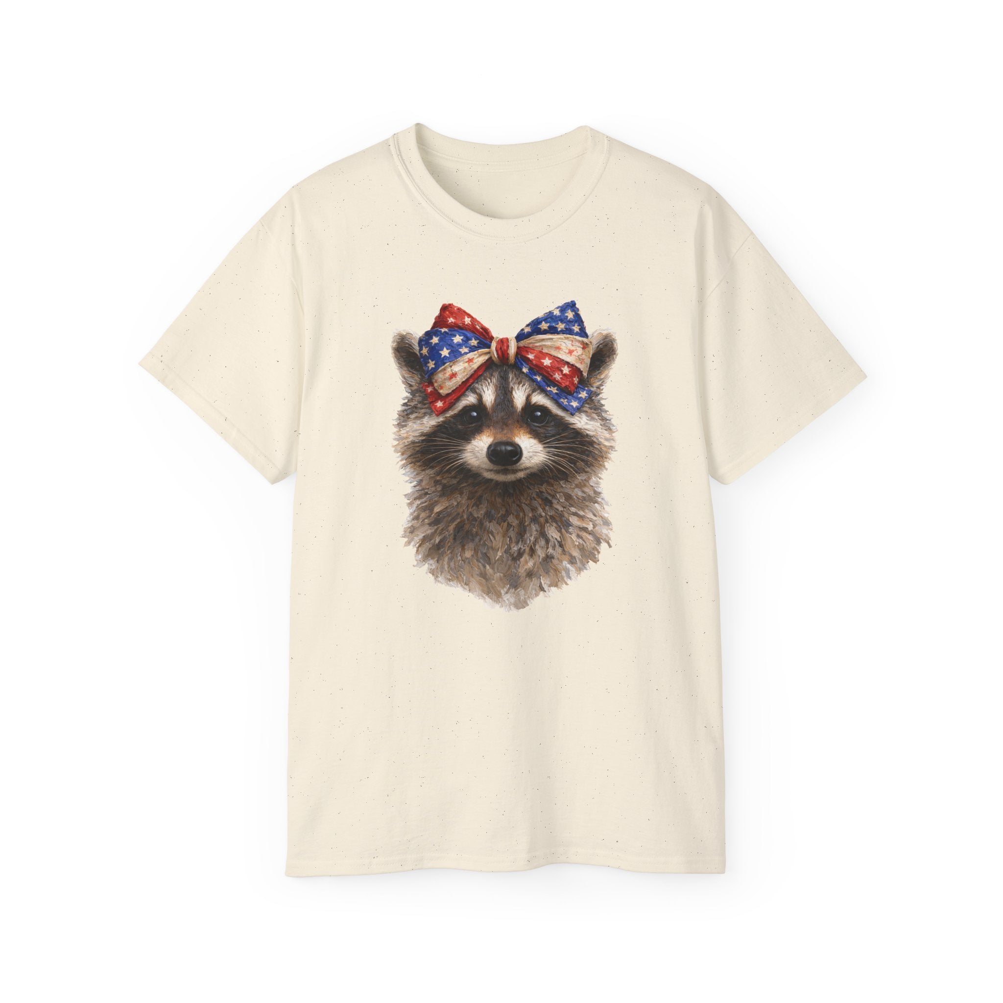 Raccoon with American Flag Bow Tee