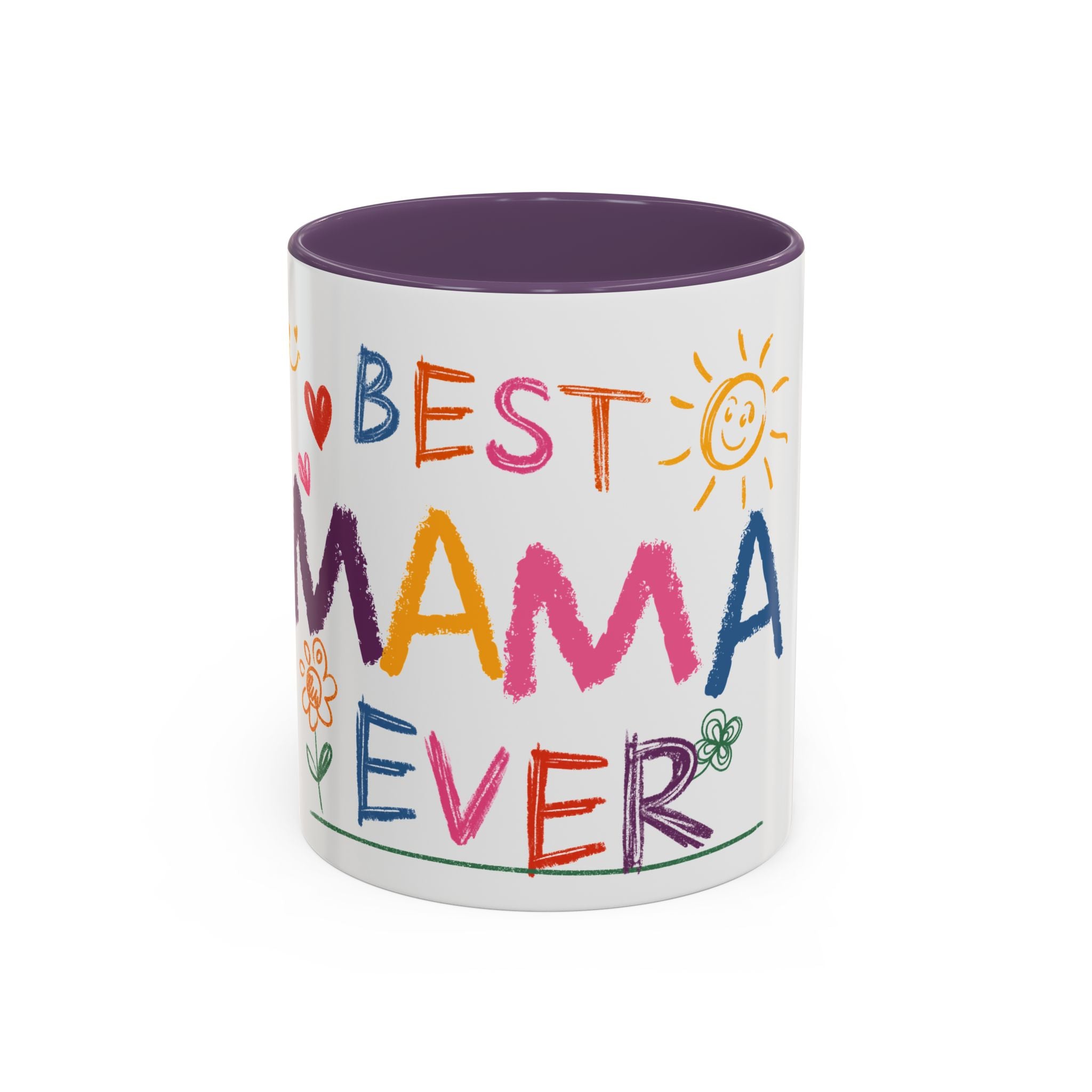 Best Mama Ever Accent Coffee Mug — Colorful Handwritten Mother’s Day Gift (11/15oz)