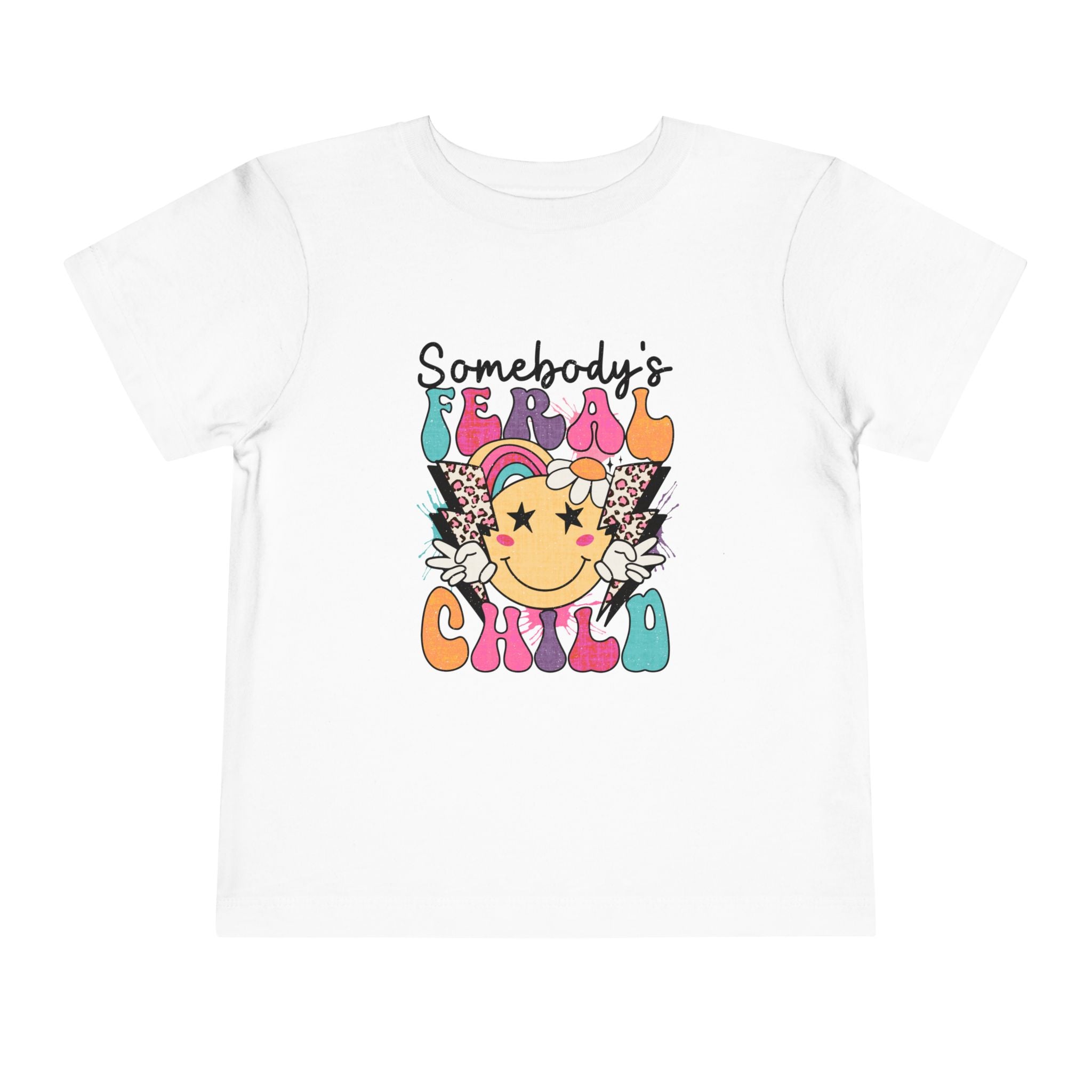 Somebody's Fearless Child Toddler Tee — Retro Rainbow Smiley Graphic