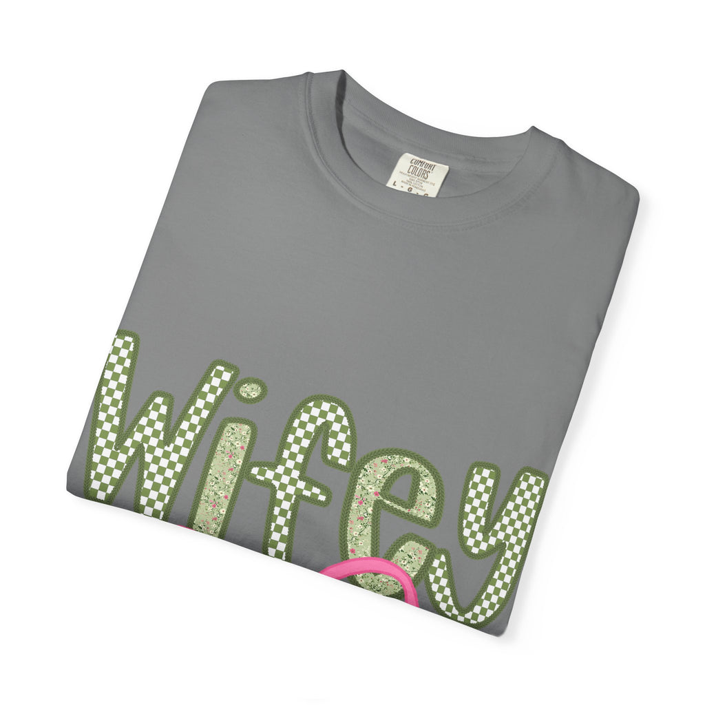 Wifey Graphic T-Shirt — Cute Polka Dot Text with Pink Bow