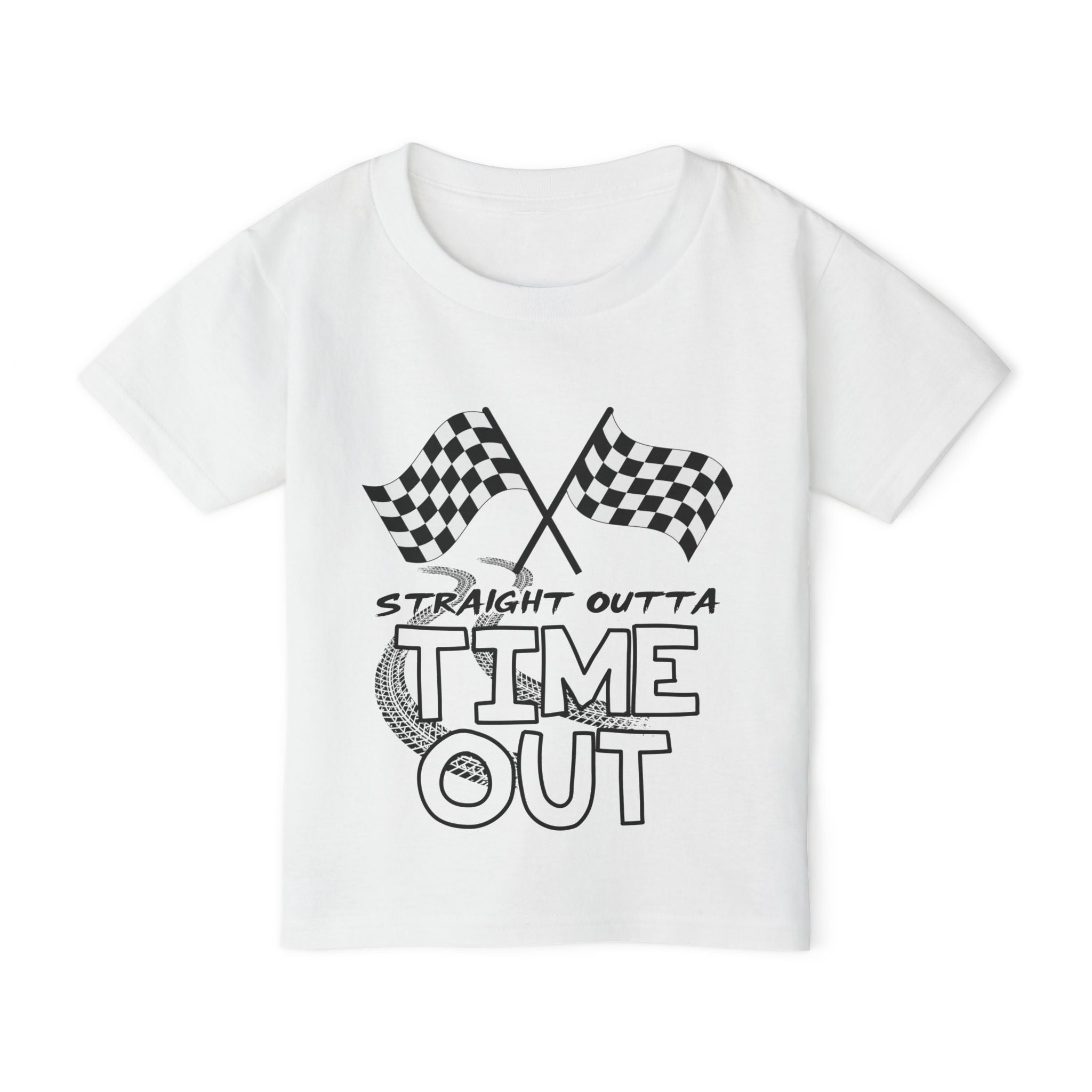 Toddler T-Shirt — "Straight Outta Time Out" Racing Flag Kids Tee