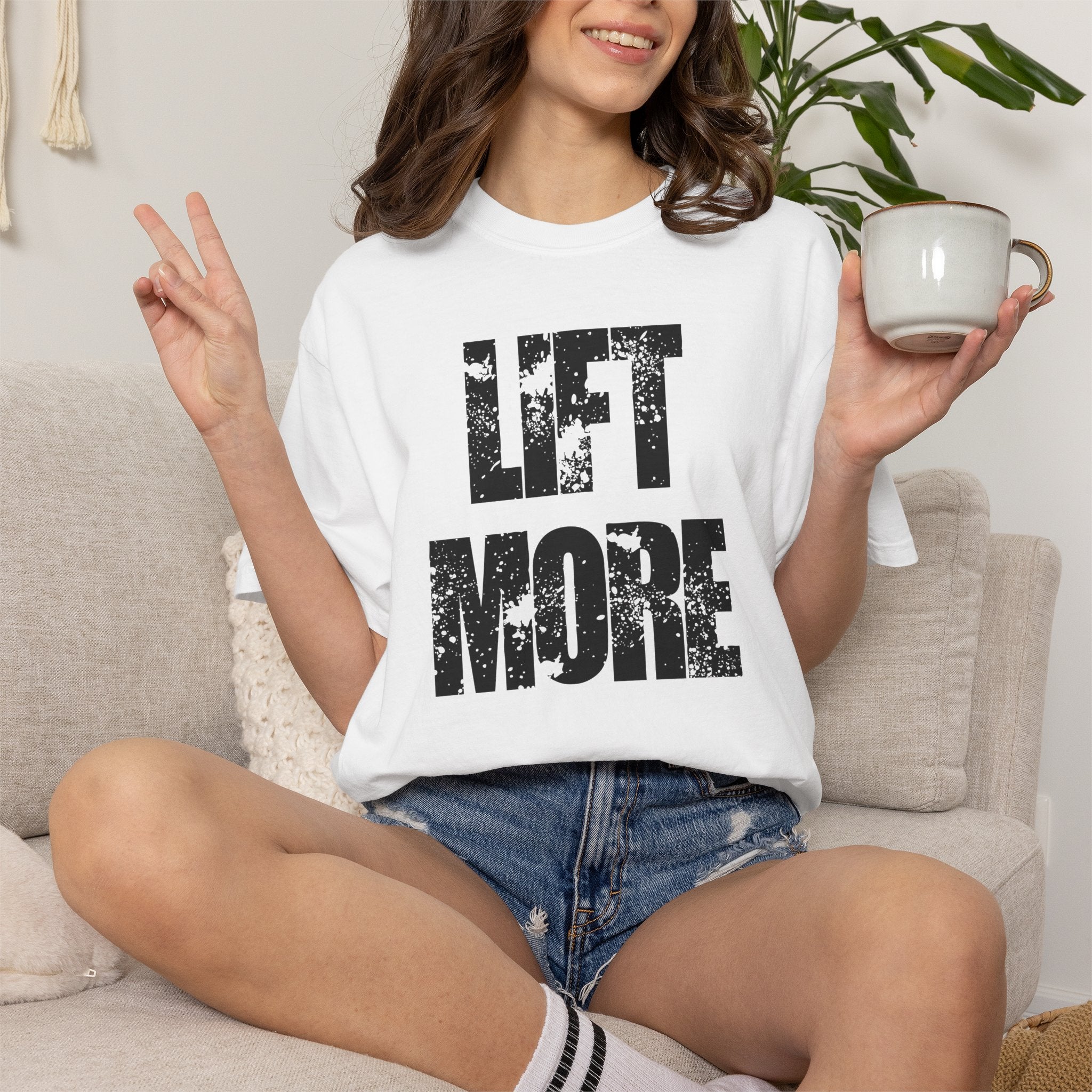Lift More T-Shirt — Distressed Fitness Workout Tee for Weightlifters