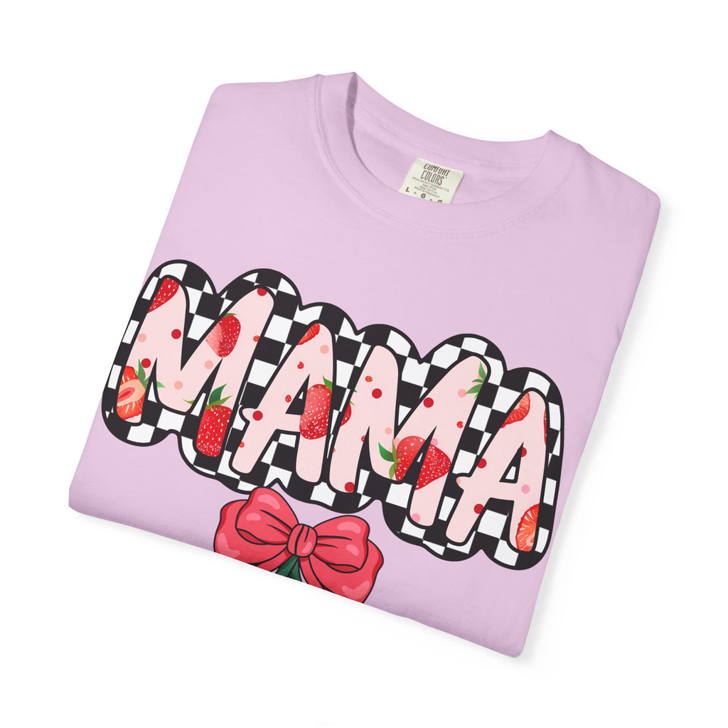 Mama Strawberry T-Shirt — Cute Floral Plaid Mama Tee for Mothers, Mother’s Day Gift